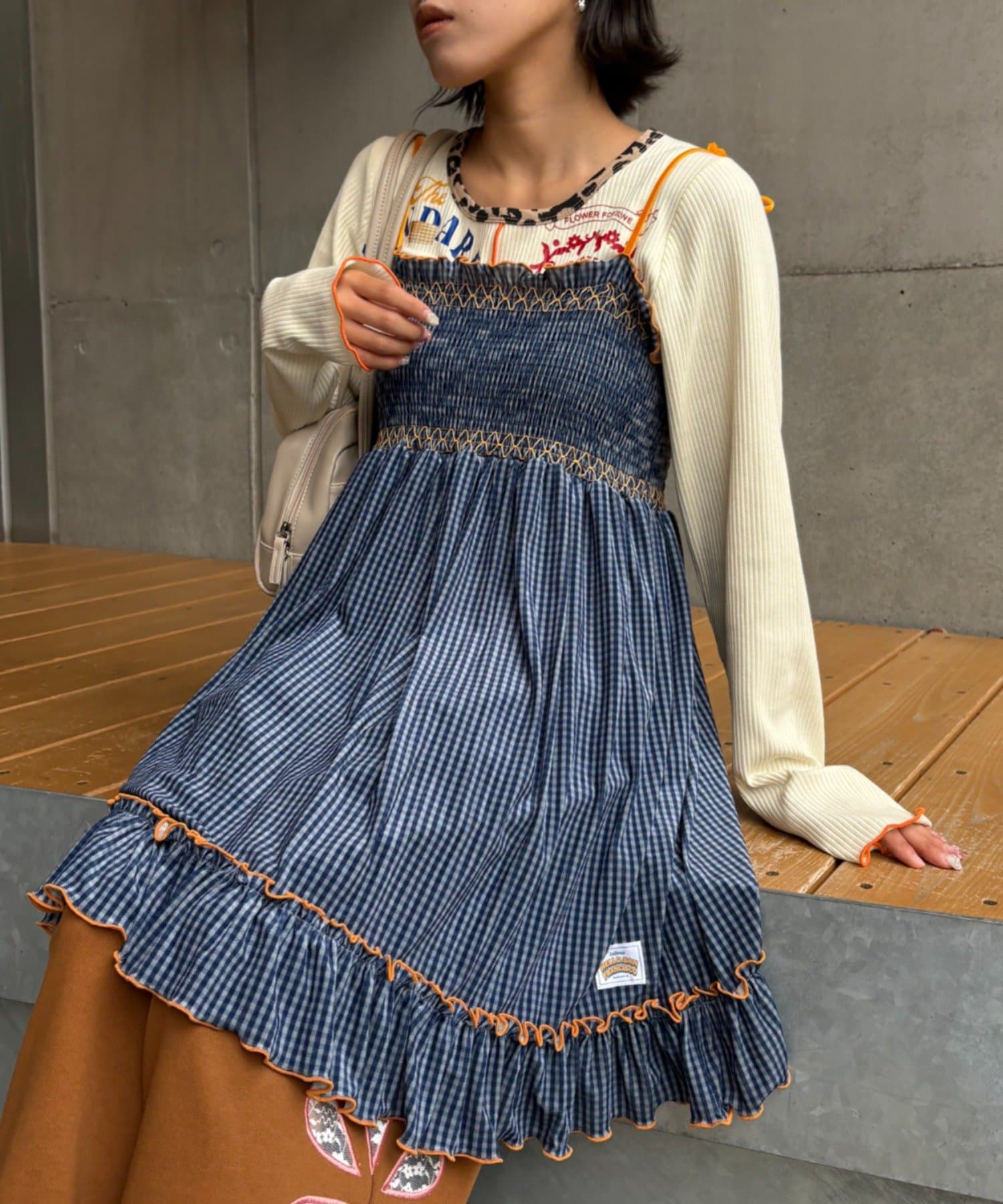 CIAOPANIC TYPY(チャオパニックティピー) ★【HELLO.SANFRANCISCO/ハローサンフランシスコ】チェックベロアシャーリングチュニック