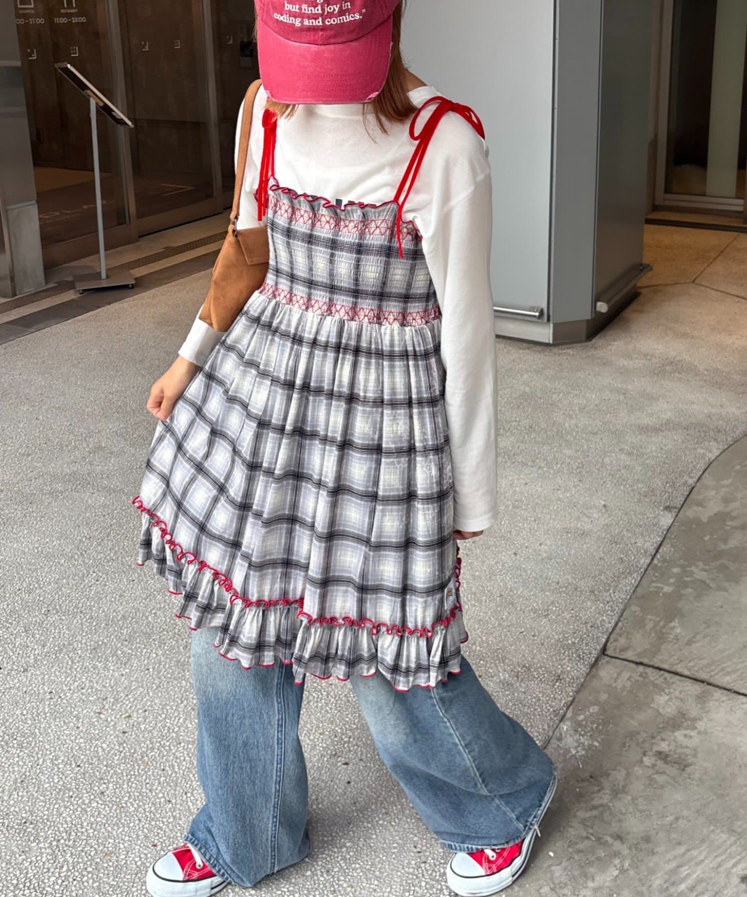 CIAOPANIC TYPY(チャオパニックティピー) ★【HELLO.SANFRANCISCO/ハローサンフランシスコ】チェックベロアシャーリングチュニック