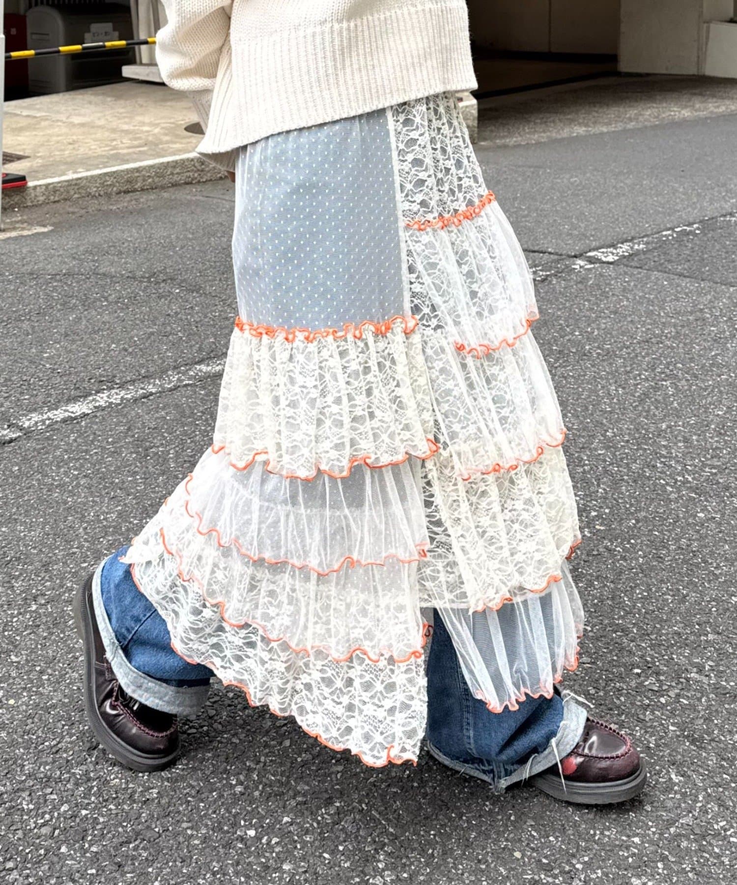 CIAOPANIC TYPY(チャオパニックティピー) ★【HELLO.SANFRANCISCO/ハローサンフランシスコ】2WAYレースブロッキングティアードスカート