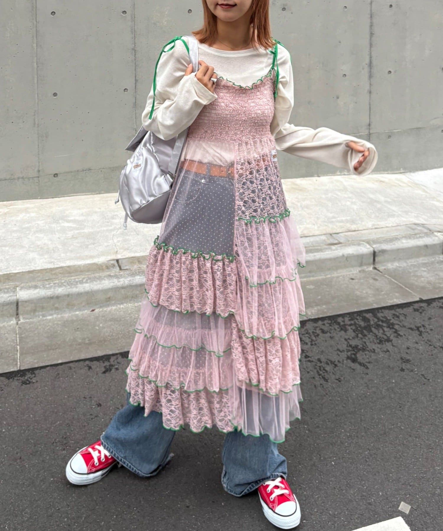 CIAOPANIC TYPY(チャオパニックティピー) ★【HELLO.SANFRANCISCO/ハローサンフランシスコ】2WAYレースブロッキングティアードスカート