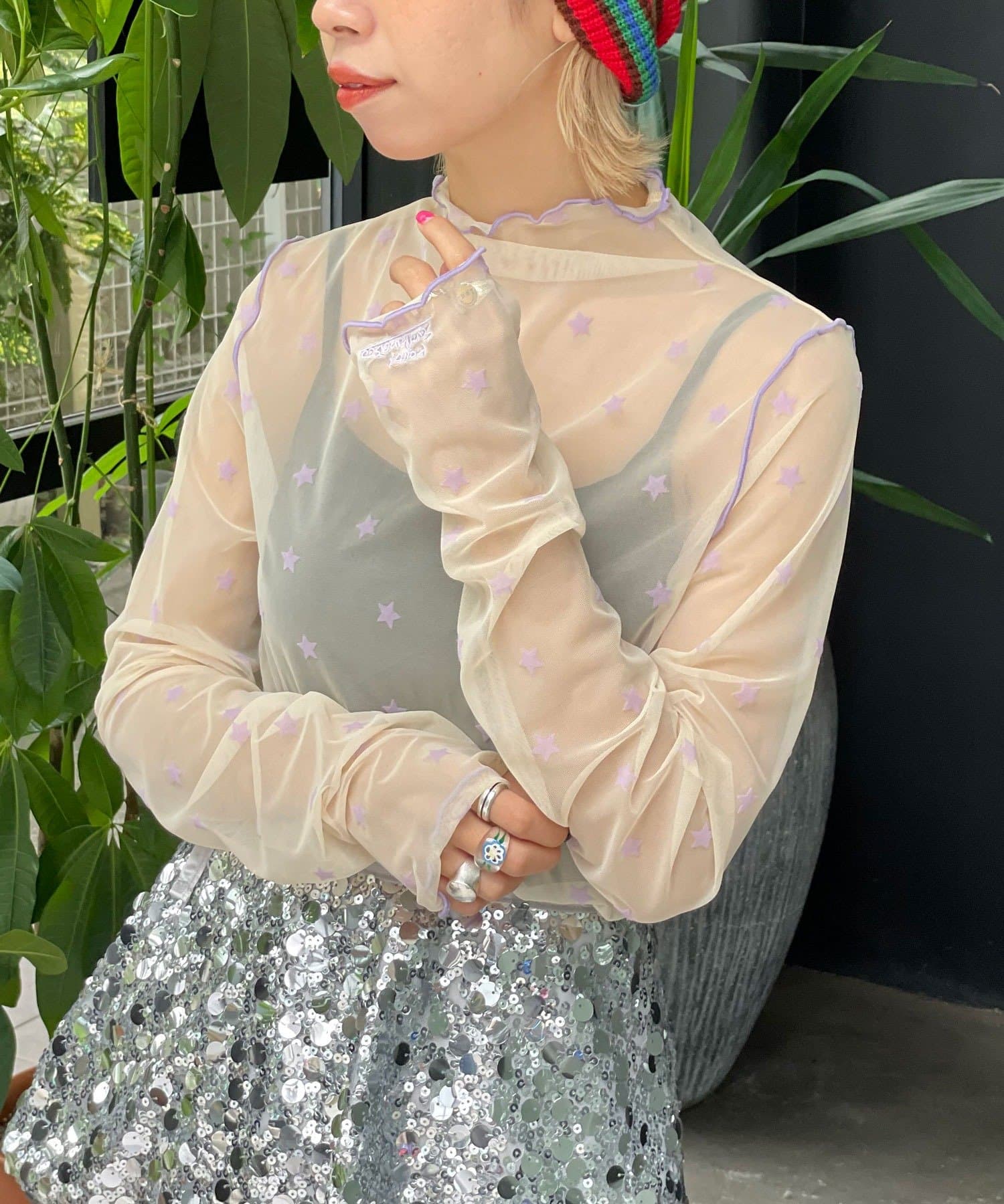 CIAOPANIC(チャオパニック) ★【HELLO.SANFRANCISCO/ハローサンフランシスコ】フロッキー星柄シアートップス