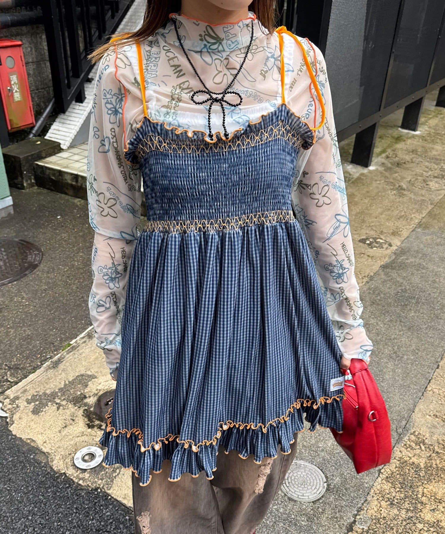 CIAOPANIC(チャオパニック) ★【HELLO.SANFRANCISCO/ハローサンフランシスコ】チェックベロアシャーリングチュニック