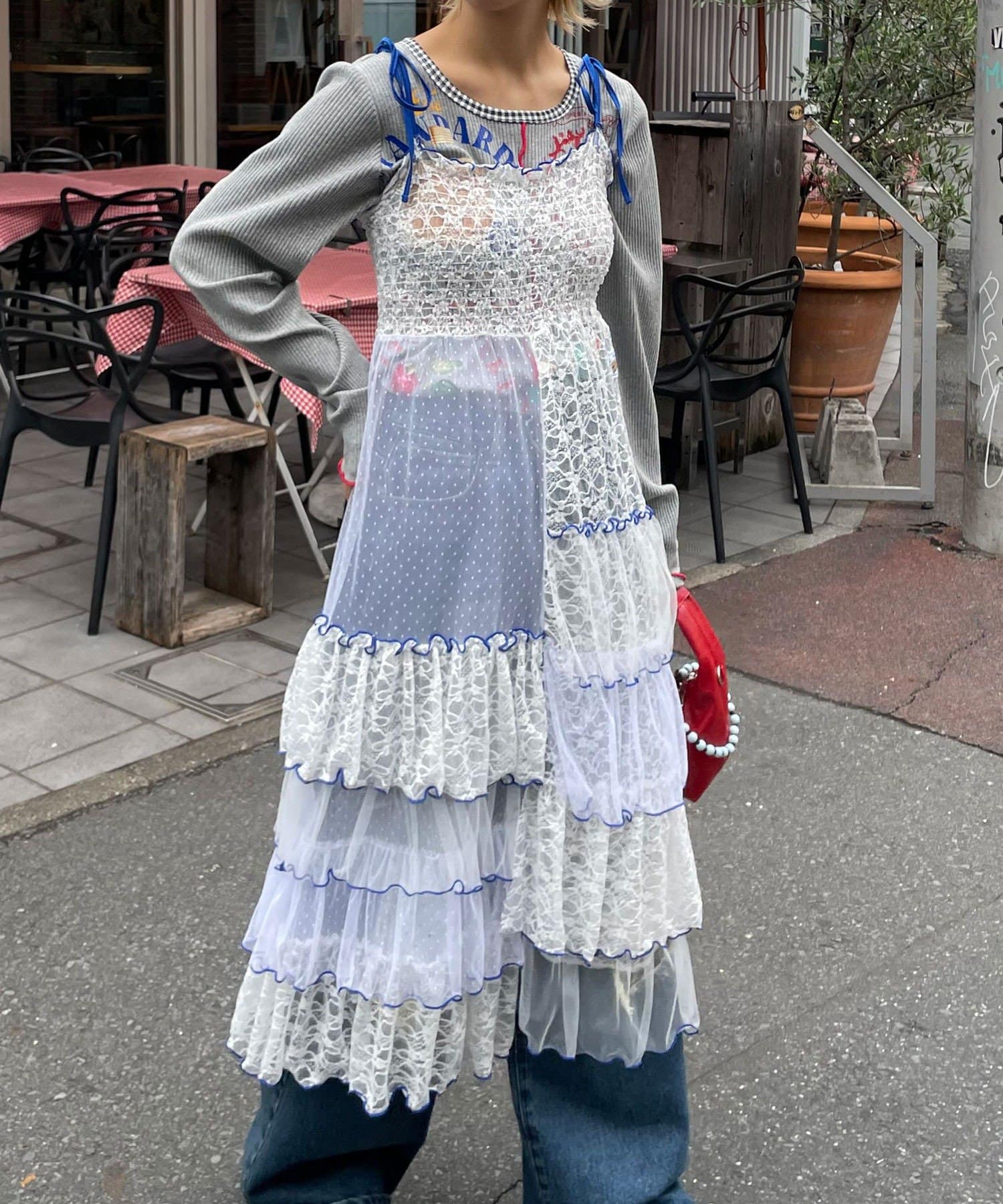 CIAOPANIC(チャオパニック) ★【HELLO.SANFRANCISCO/ハローサンフランシスコ】2WAYレースブロッキングティアードスカート