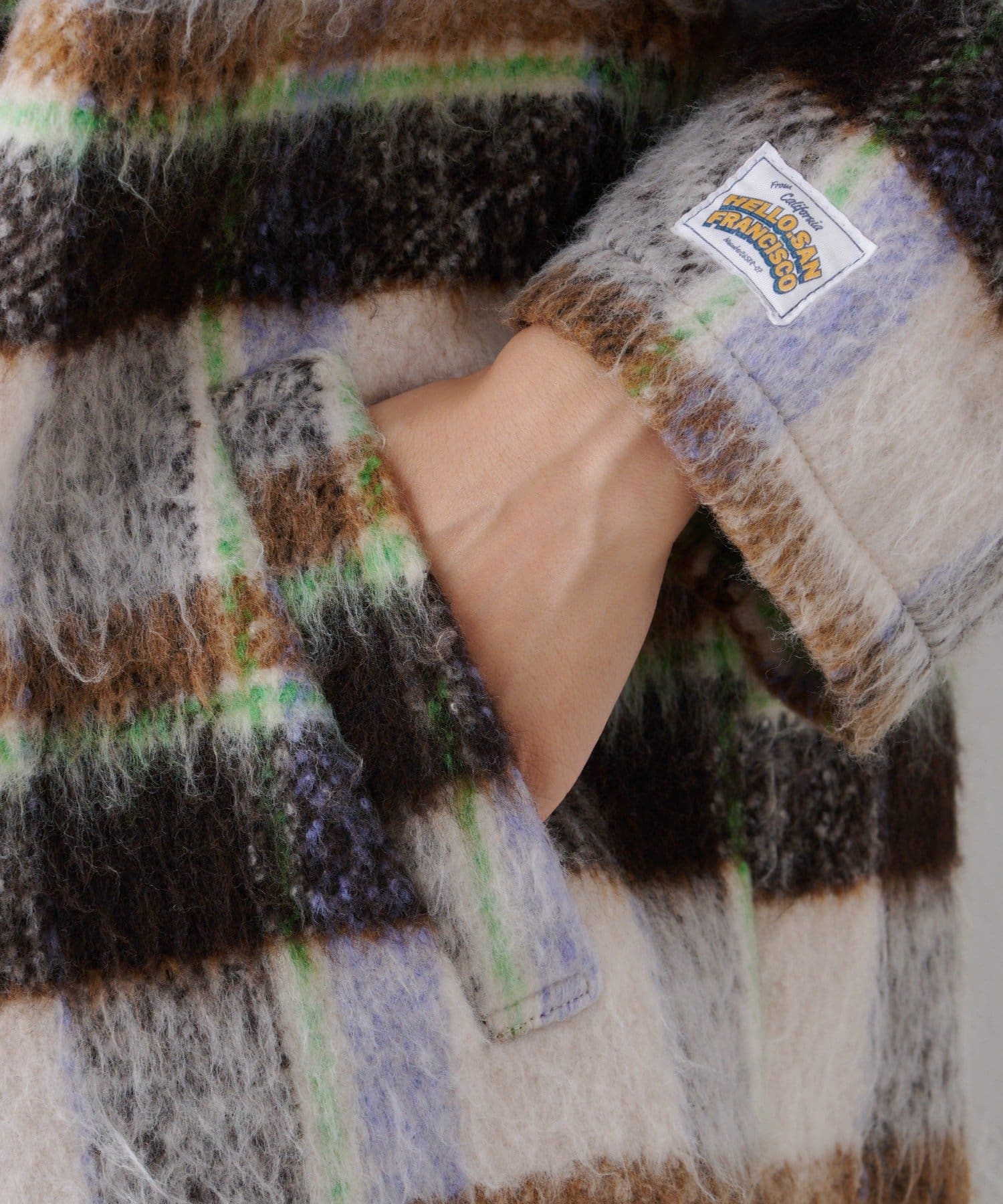 CIAOPANIC(チャオパニック) ★【HELLO.SANFRANCISCO/ハローサンフランシスコ】チェックシャギーオーバーコート