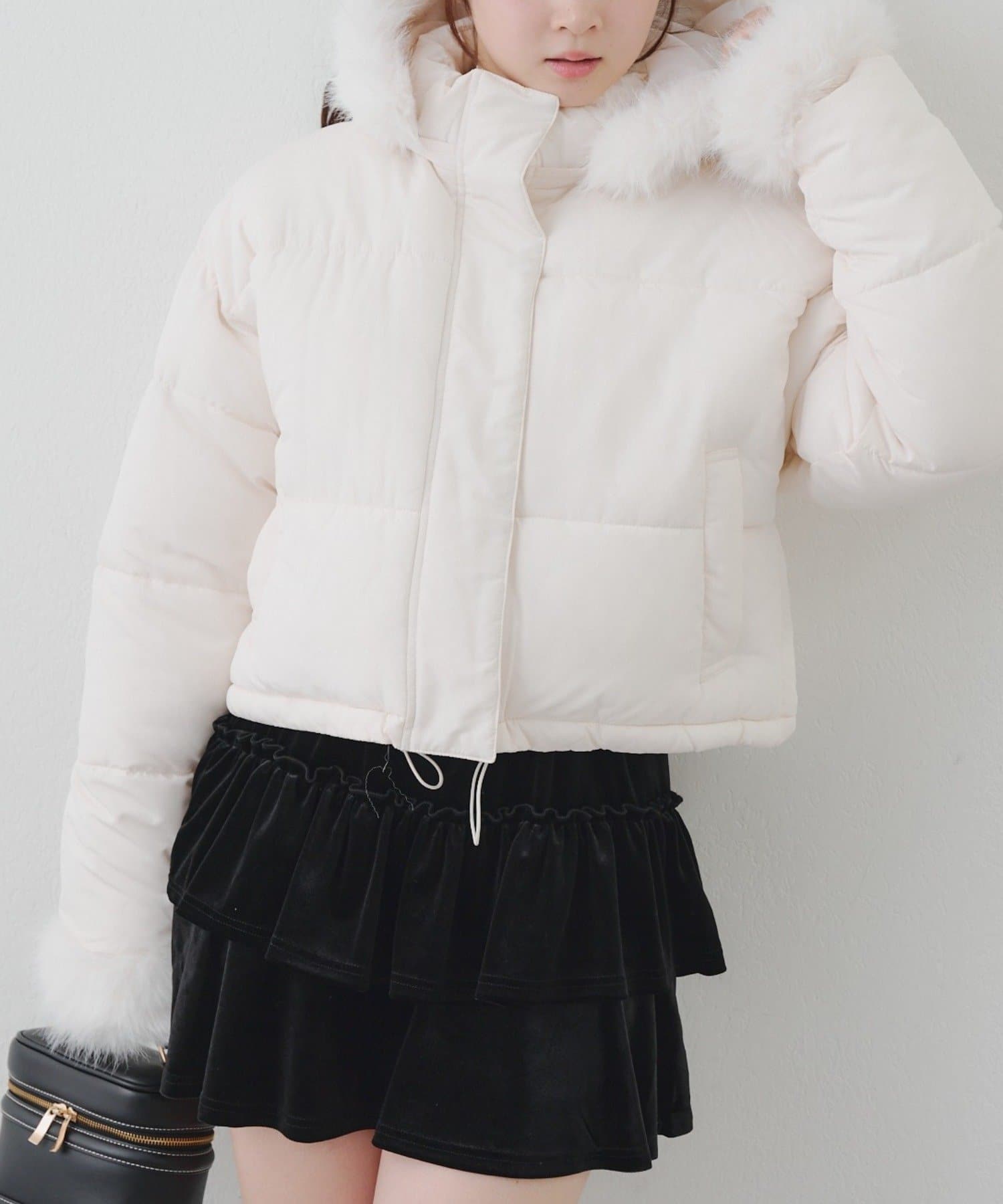 NICE CLAUP / OLIVE des OLIVE OUTLET(ナイスクラップ  / オリーブ デ オリーブ アウトレット) 【continuer】フェイクファー付ZIPエコダウン