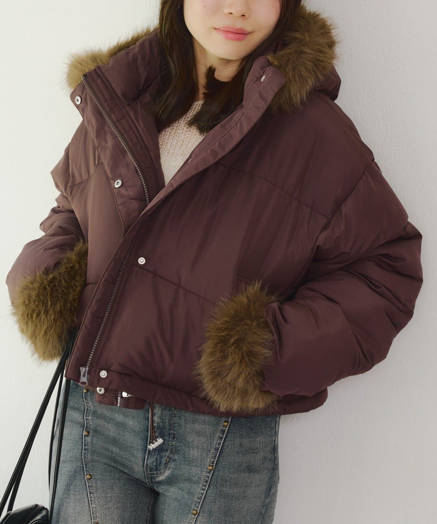 NICE CLAUP / OLIVE des OLIVE OUTLET(ナイスクラップ  / オリーブ デ オリーブ アウトレット) 【continuer】フェイクファー付ZIPエコダウン