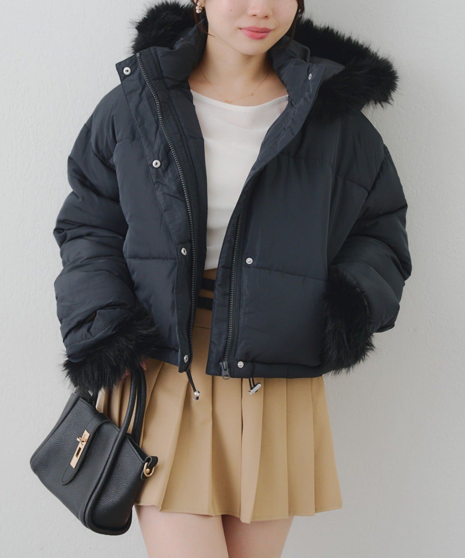 NICE CLAUP / OLIVE des OLIVE OUTLET(ナイスクラップ  / オリーブ デ オリーブ アウトレット) 【continuer】フェイクファー付ZIPエコダウン
