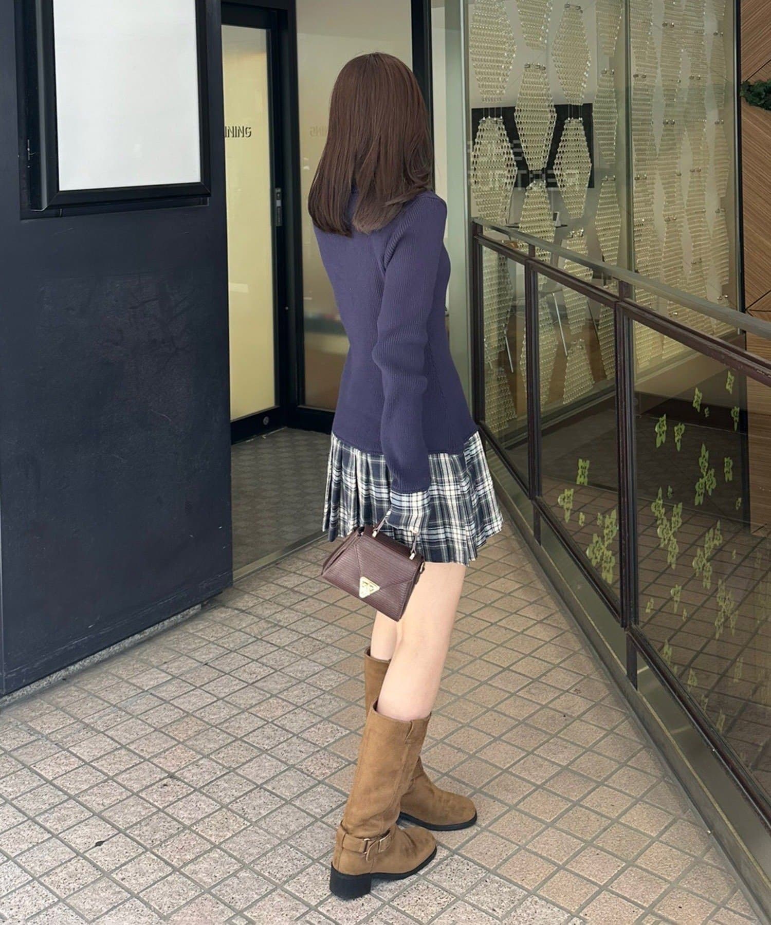 NICE CLAUP / OLIVE des OLIVE OUTLET(ナイスクラップ  / オリーブ デ オリーブ アウトレット) 【RMAF】裾プリーツドッキングミニワンピ