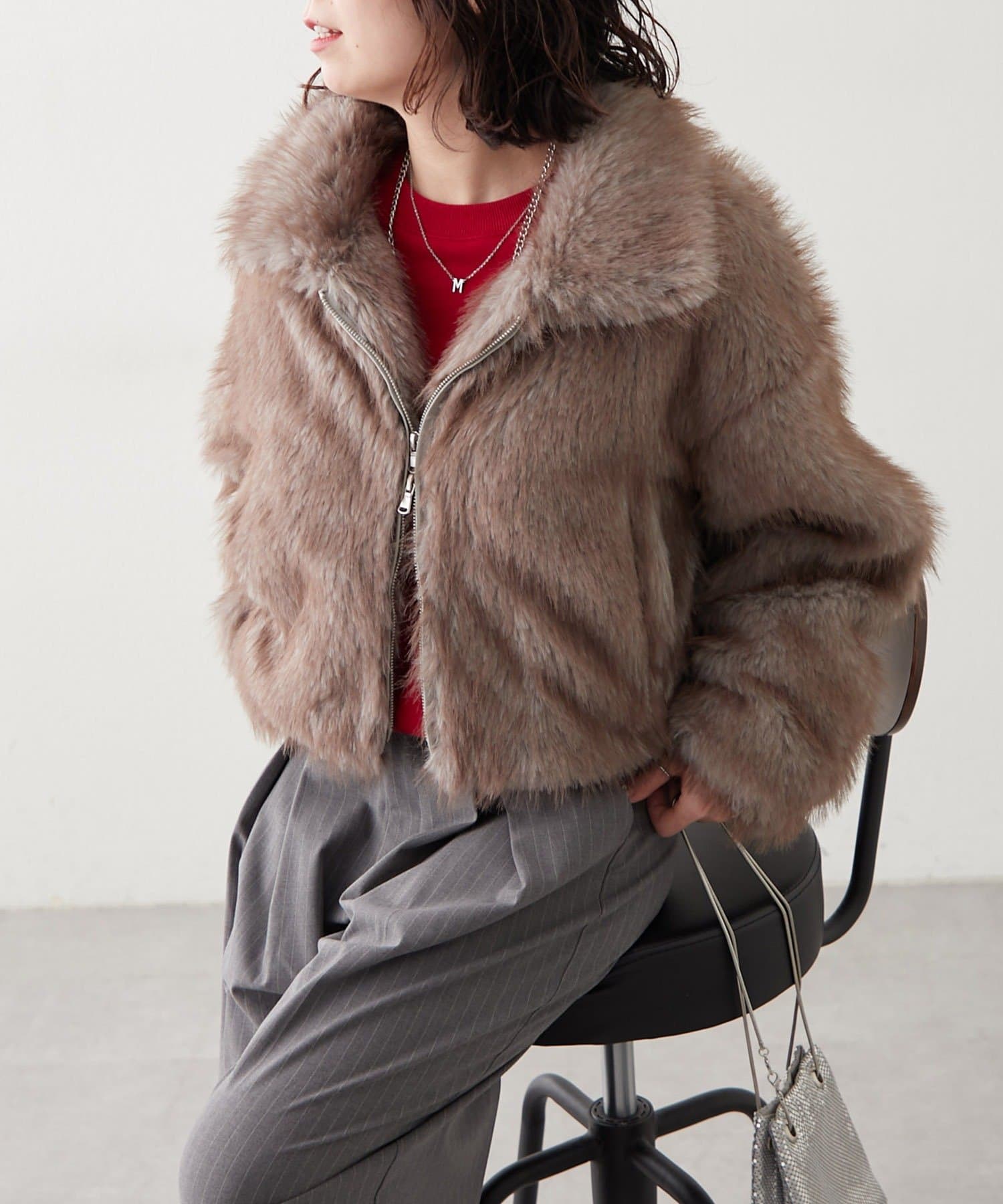 NICE CLAUP / OLIVE des OLIVE OUTLET(ナイスクラップ  / オリーブ デ オリーブ アウトレット) ミックスファー2WAYブルゾン