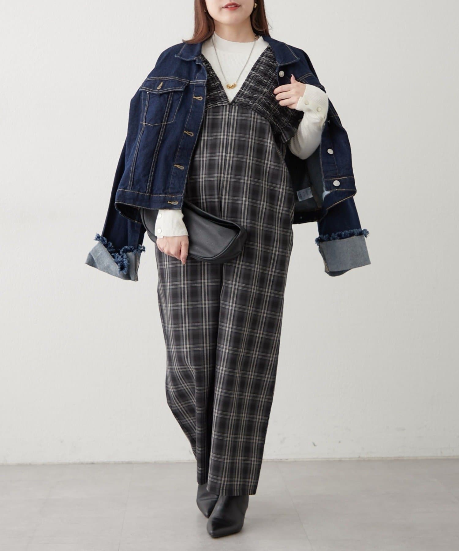 NICE CLAUP / OLIVE des OLIVE OUTLET(ナイスクラップ  / オリーブ デ オリーブ アウトレット) 【RMAF】チェックシャーリングサロペット