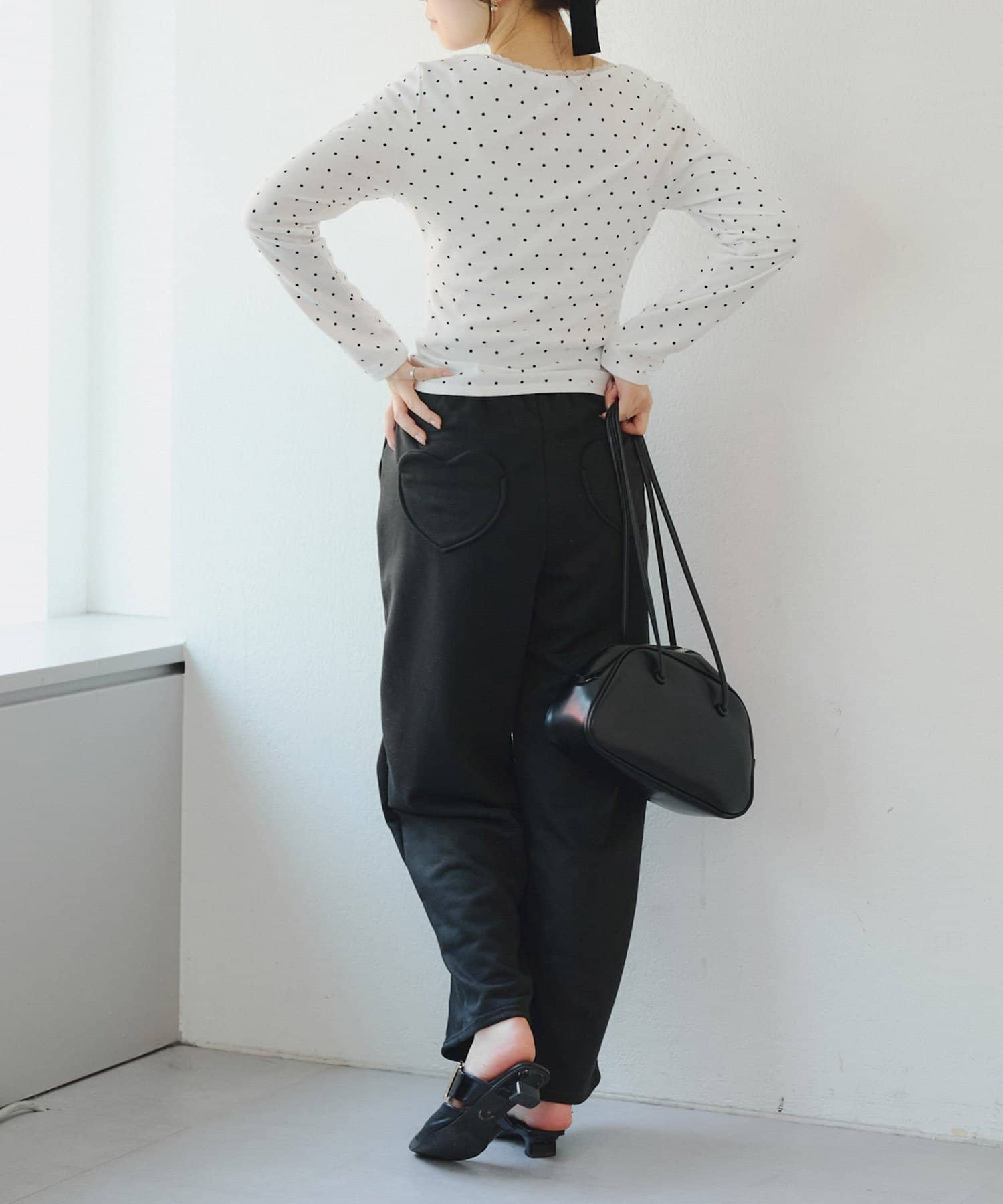 NICE CLAUP / OLIVE des OLIVE OUTLET(ナイスクラップ  / オリーブ デ オリーブ アウトレット) ハートポケットスウェットバレルパンツ