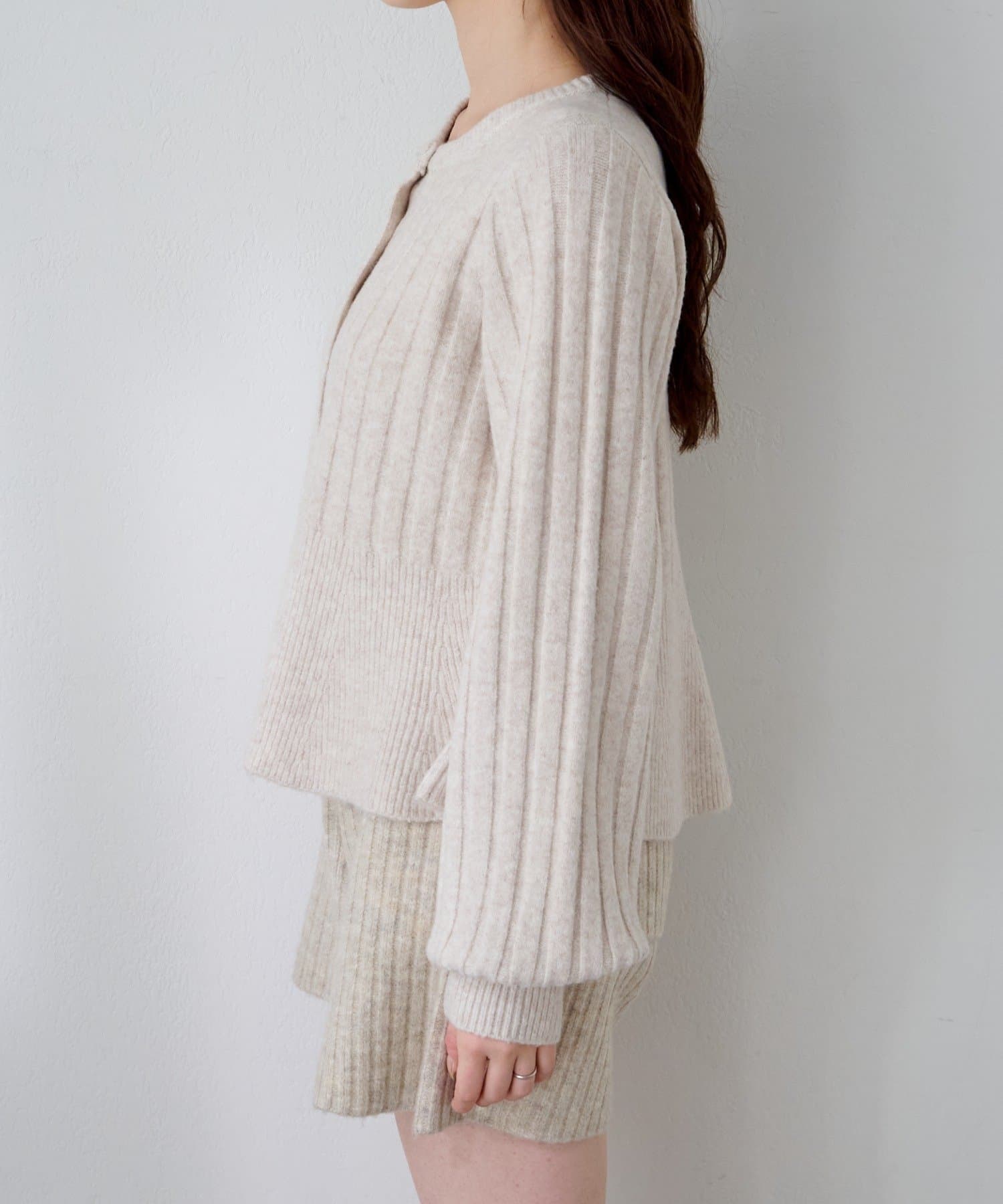 Kastane(カスタネ) ペプラムリブニットカーディガン