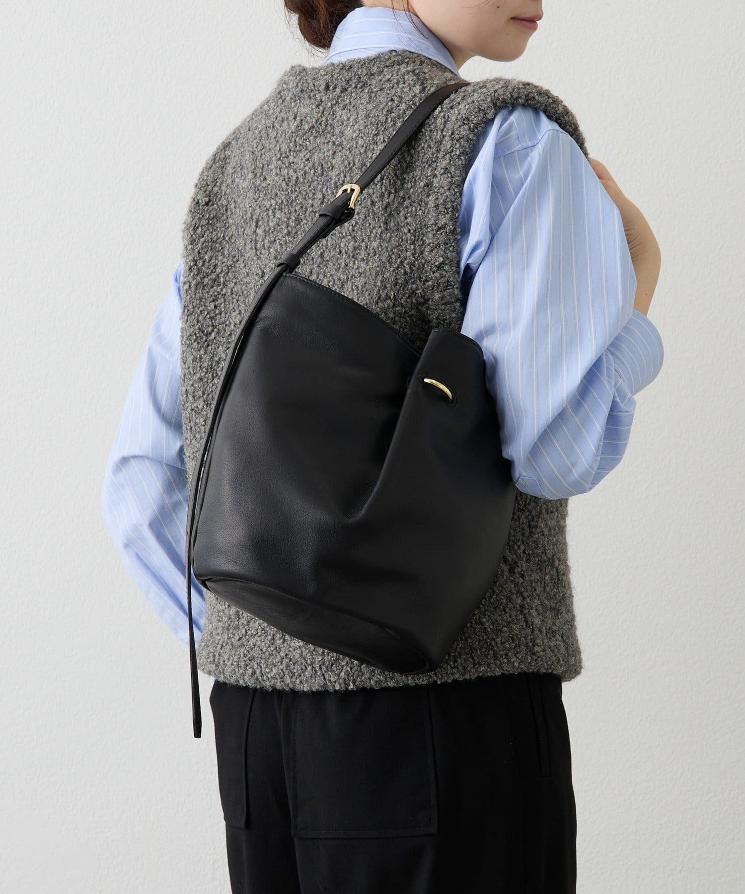 russet(ラシット) ツイードスカーフ付きレザー2WAYショルダーバッグ