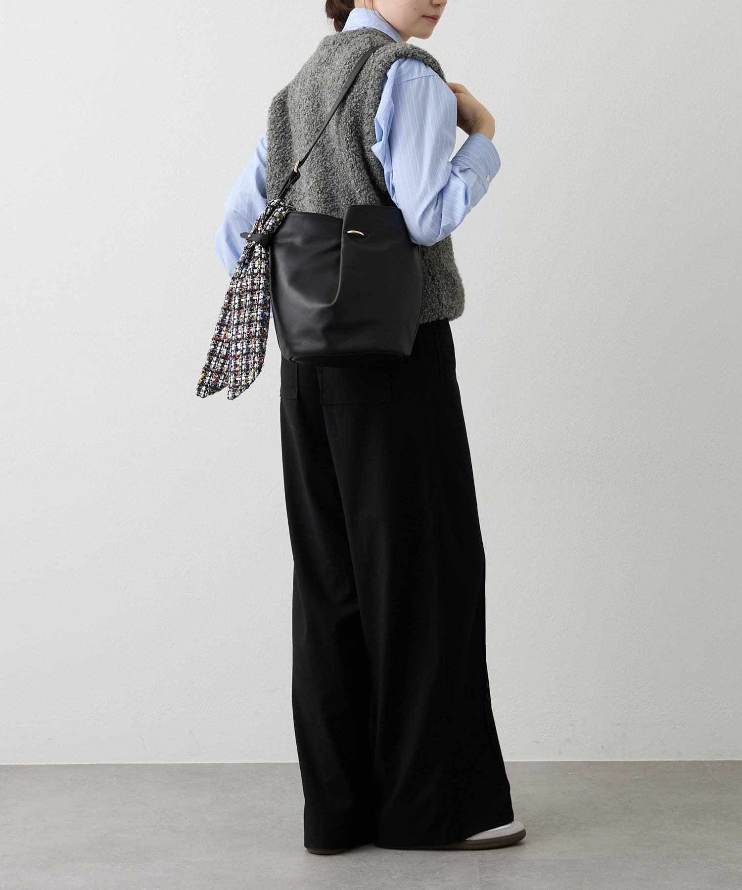 russet(ラシット) ツイードスカーフ付きレザー2WAYショルダーバッグ