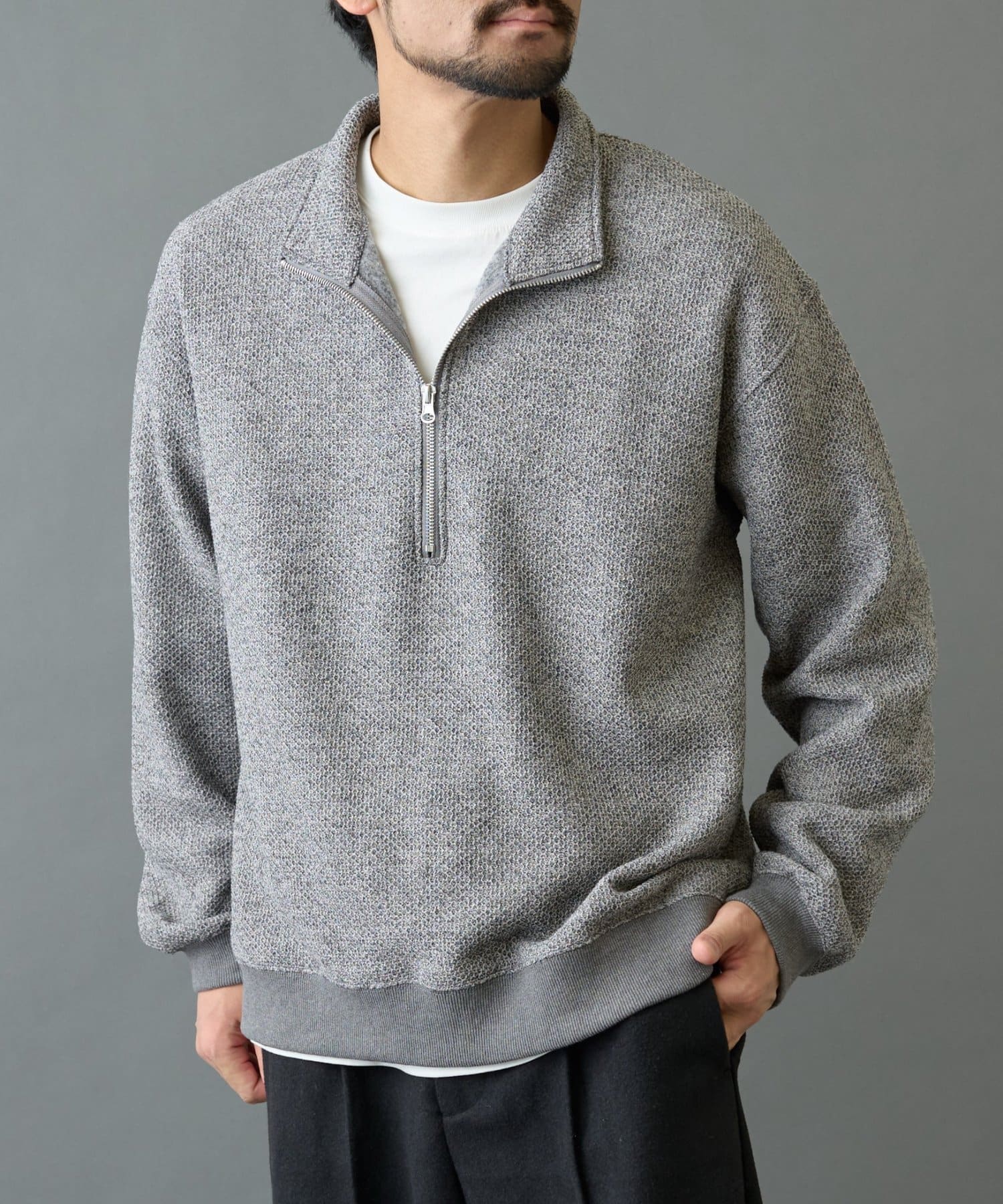 COLONY 2139(コロニー トゥーワンスリーナイン) 裏起毛ツイードハーフジップ