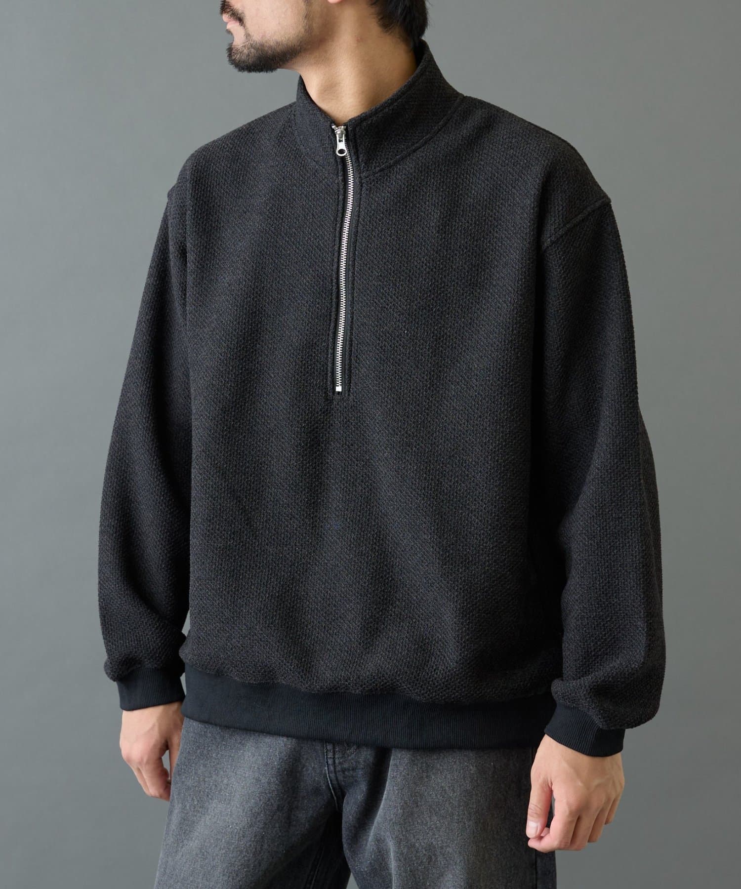 COLONY 2139(コロニー トゥーワンスリーナイン) 裏起毛ツイードハーフジップ