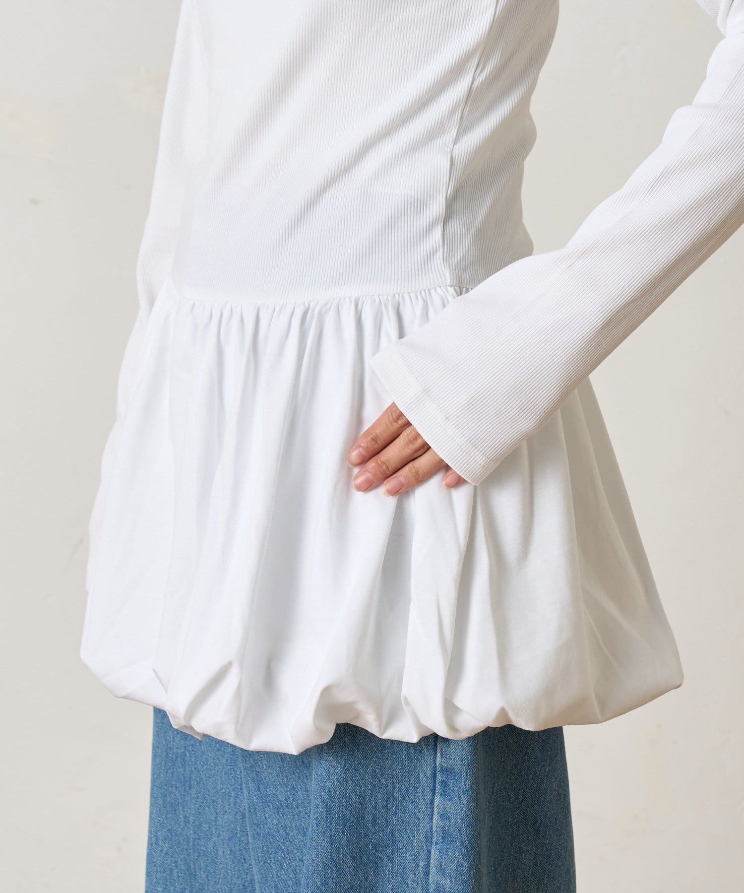 CIAOPANIC TYPY(チャオパニックティピー) 【UNISEX】スウェットやニットのインナーに◎裾バルーンチュニックリブロンTEE