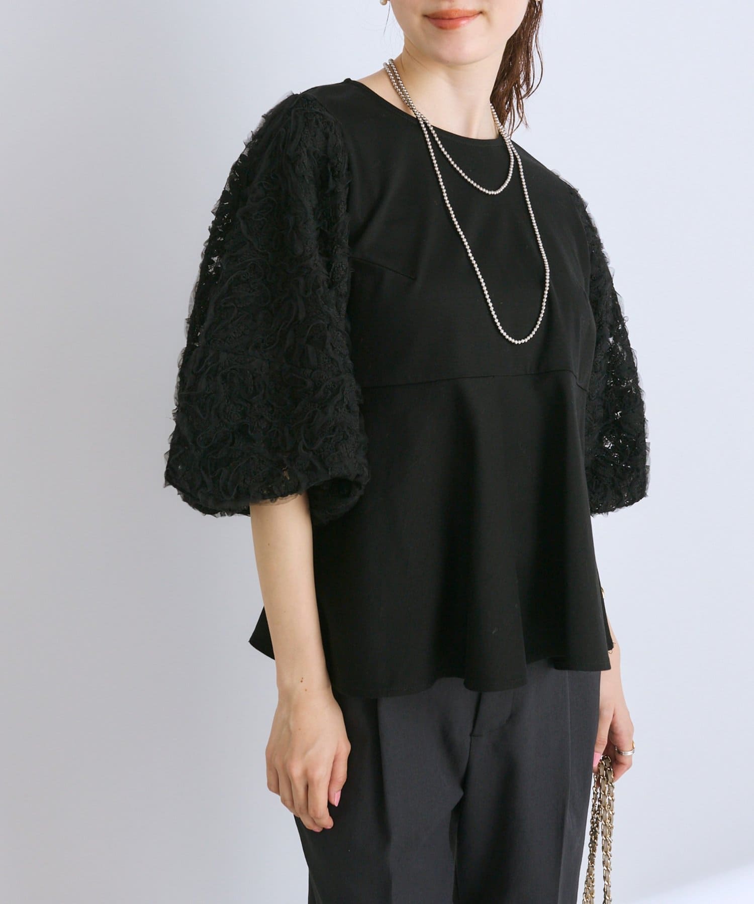 OUTLET(アウトレット) 【La boutique BonBon】お袖ボリュームレースカットソー