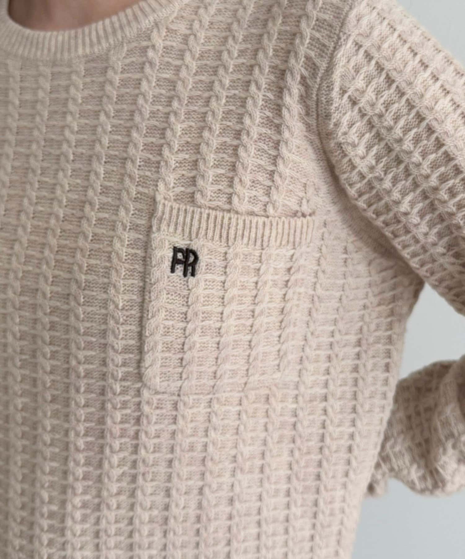 FREDY & GLOSTER(フレディ アンド グロスター) FR刺繍ケーブル柄ちびポケニットプルオーバー
