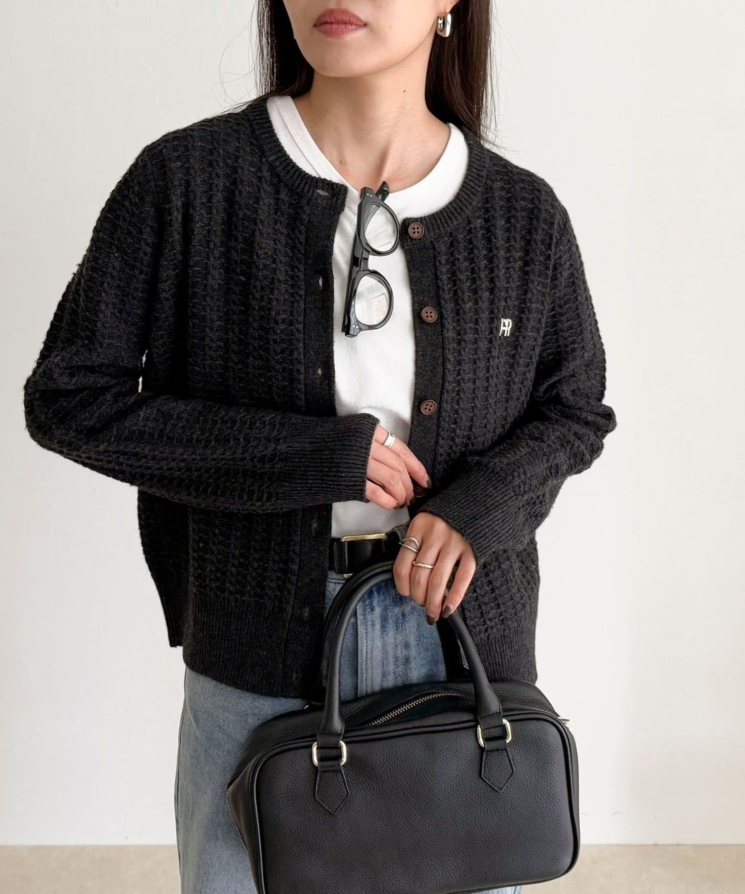 FREDY & GLOSTER(フレディ アンド グロスター) FR刺繍ケーブル柄ニットカーディガン