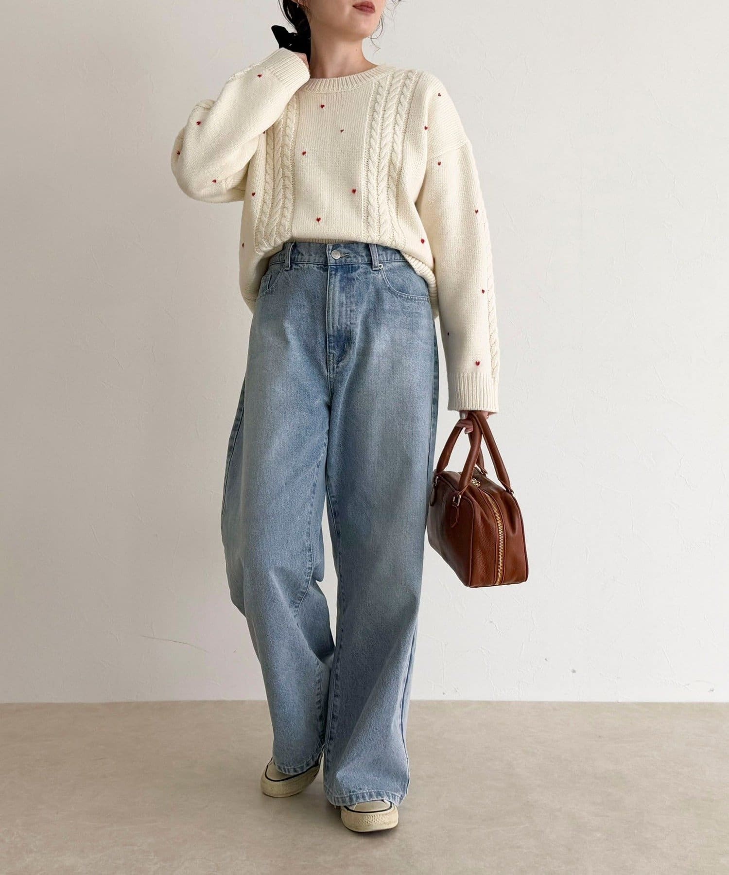 近年品♡マルニ　ダメージニット　プルオーバー　刺繍　クロップド　綿　ベージュ　L 近年品♡マルニダメージニットプルオーバー刺繍クロップド綿