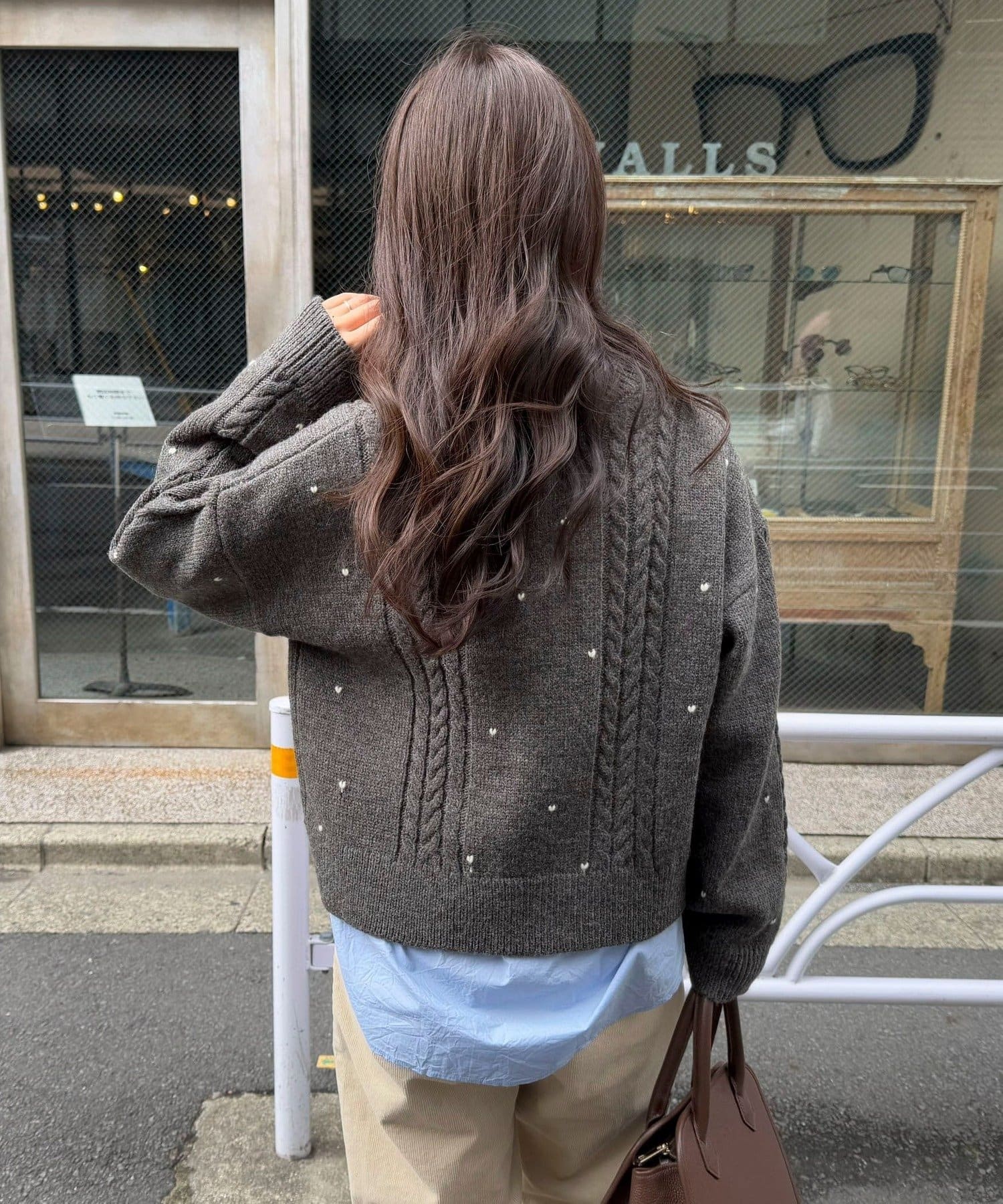 FREDY & GLOSTER(フレディ アンド グロスター) ハート刺繍柄編みニットプルオーバー