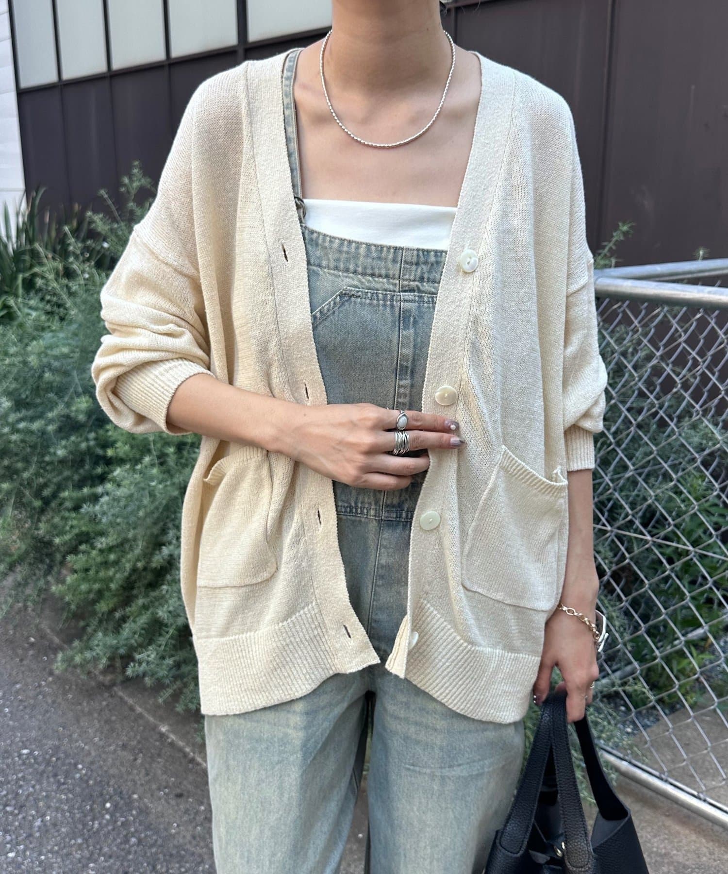 NICE CLAUP / OLIVE des OLIVE OUTLET(ナイスクラップ  / オリーブ デ オリーブ アウトレット) 【LARUTA】綿麻シアーニットカーデ