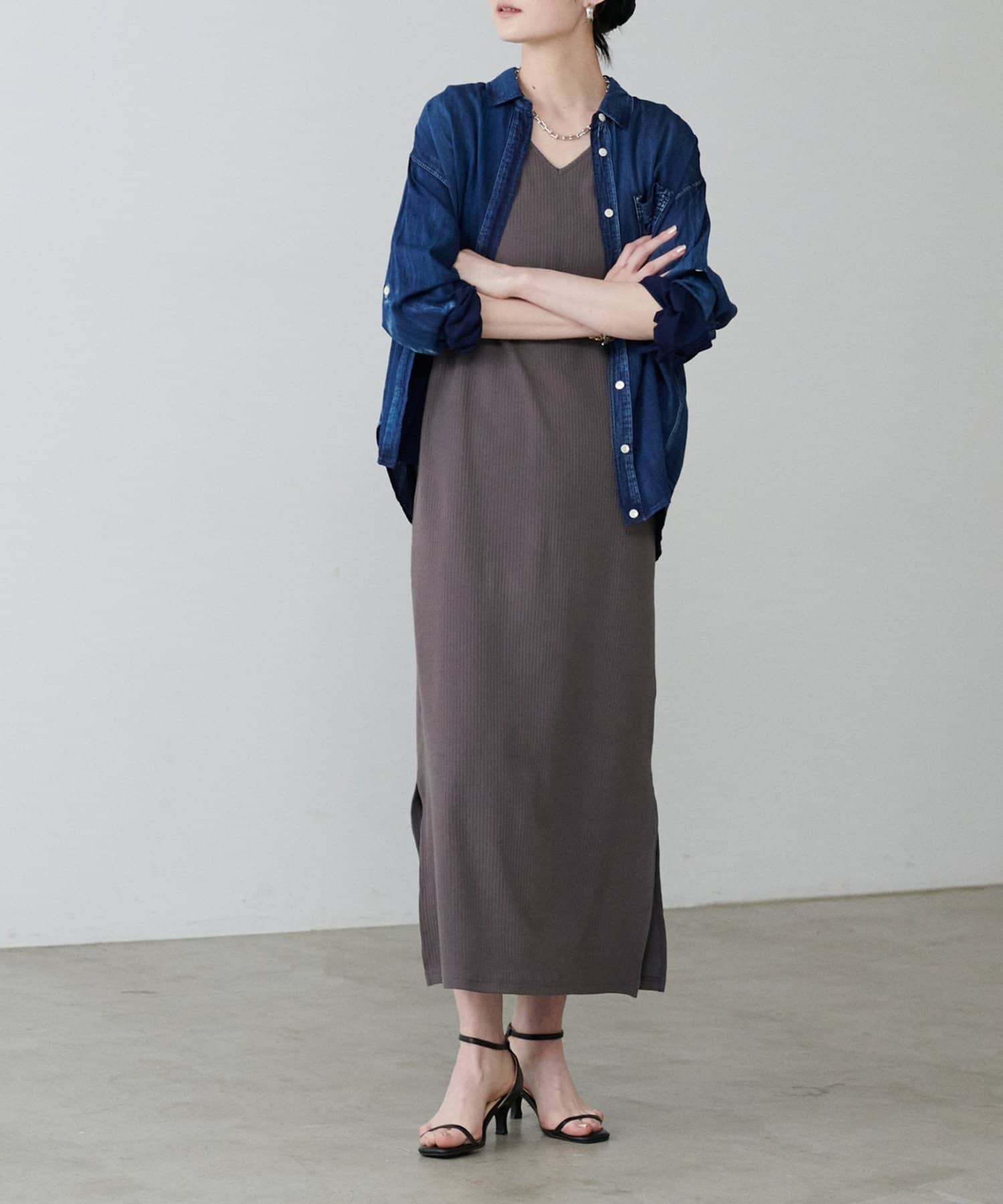 NICE CLAUP / OLIVE des OLIVE OUTLET(ナイスクラップ  / オリーブ デ オリーブ アウトレット) 【LARUTA】前後２WAYワイドスリットカットソーワンピース