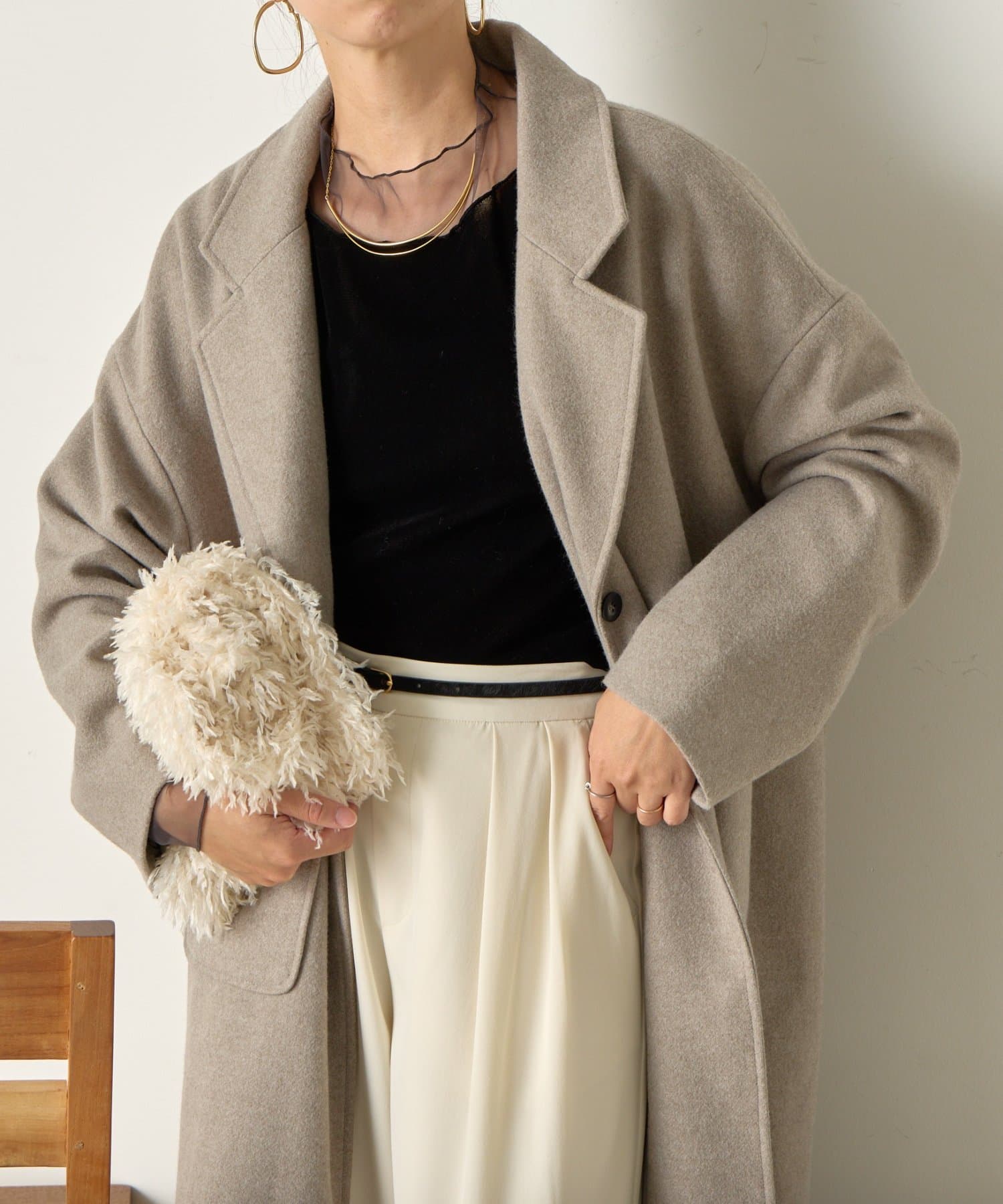 Jena　espace merveilleux(ジェナ　エスパスメルヴェイユ) ウール混ロングコート