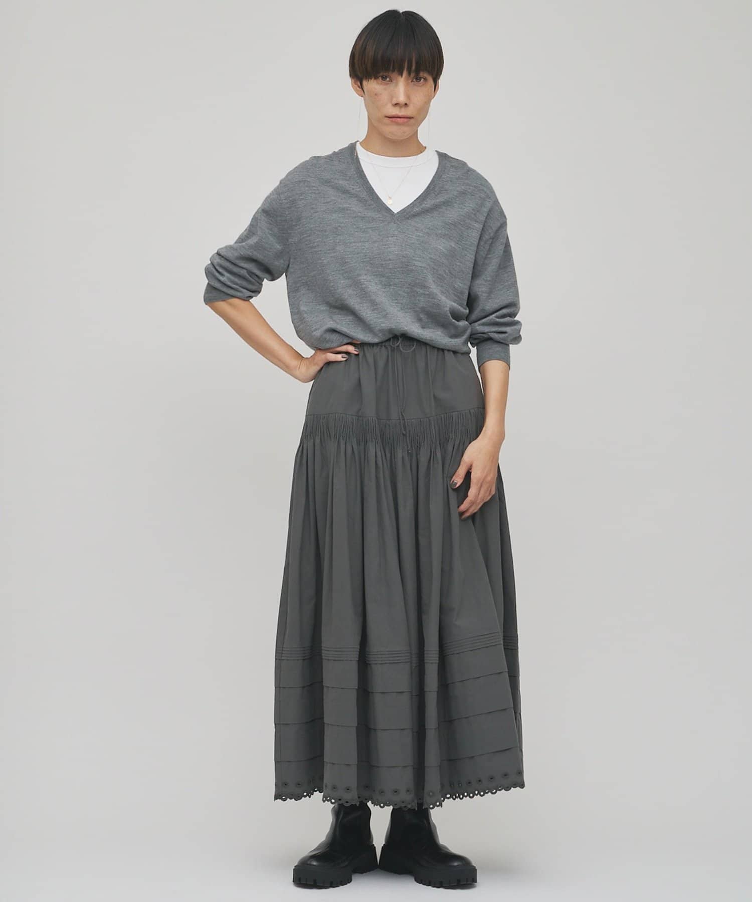 Whim Gazette(ウィム ガゼット) 【GEMINI】スカラップ刺繍スカート