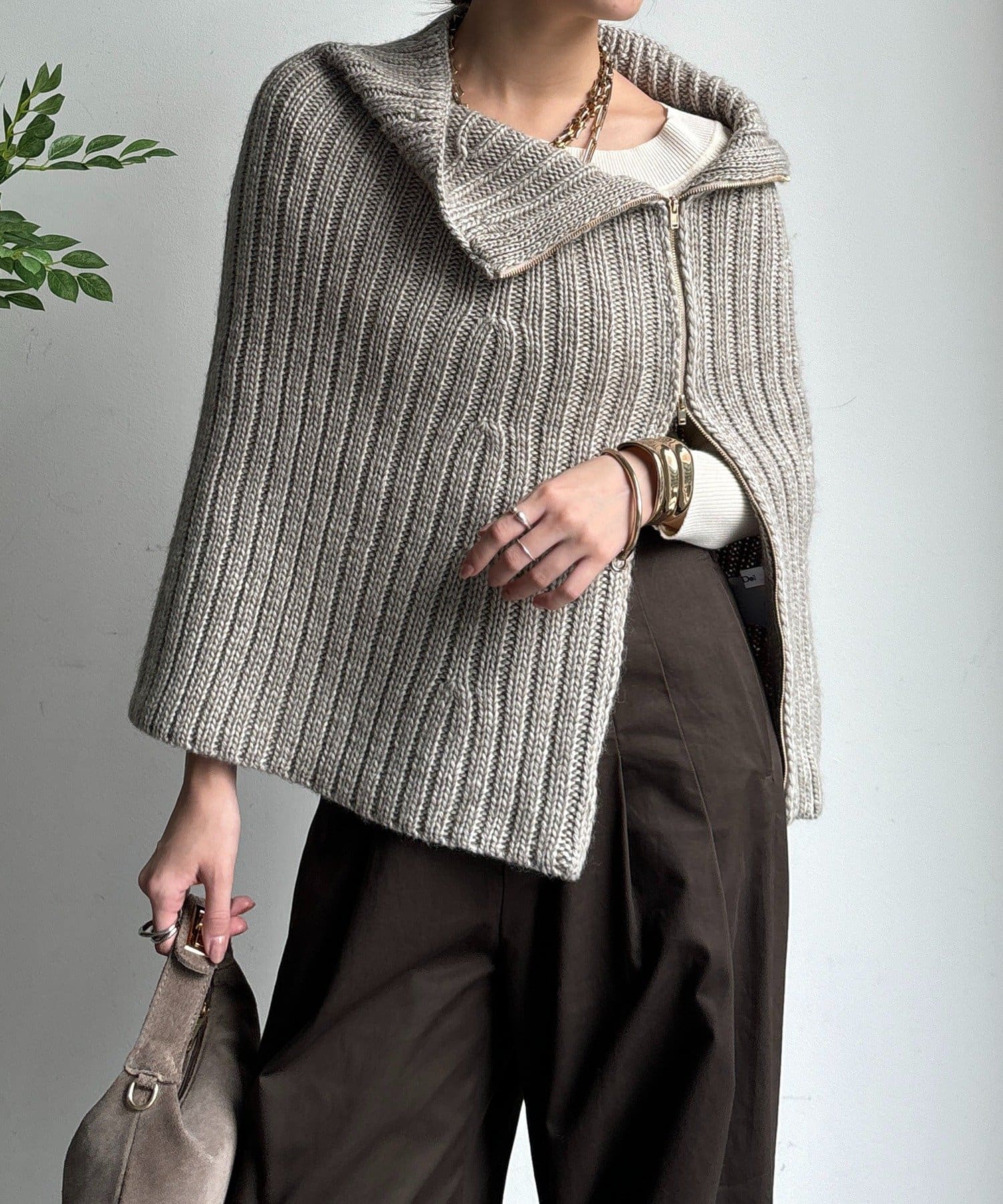 DOUDOU(ドゥドゥ) ジップアップポンチョ