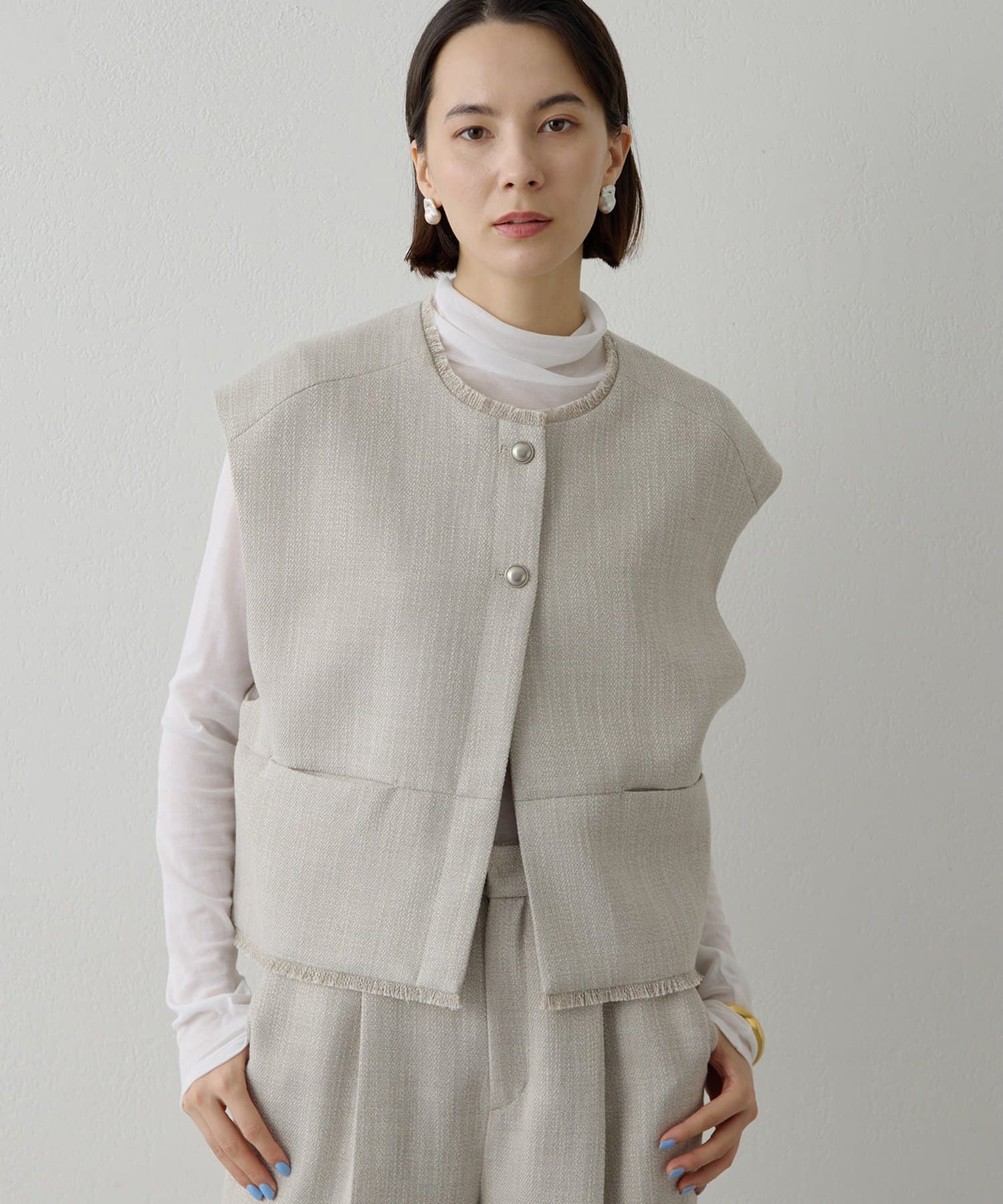 Whim Gazette(ウィム ガゼット) 【THE PAUSE】ツイードショートジレ