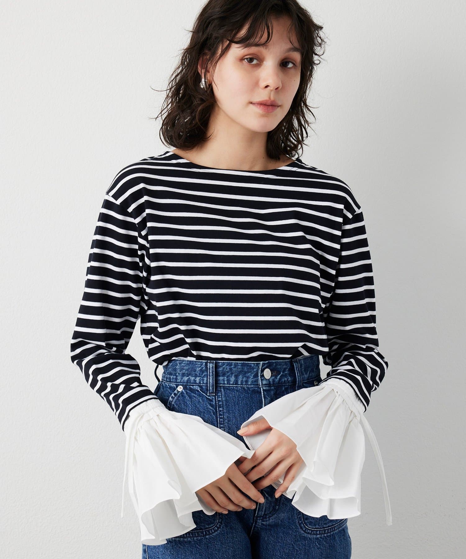 Whim Gazette(ウィム ガゼット) 【THE PAUSE】フレアカフスボーダープルオーバー