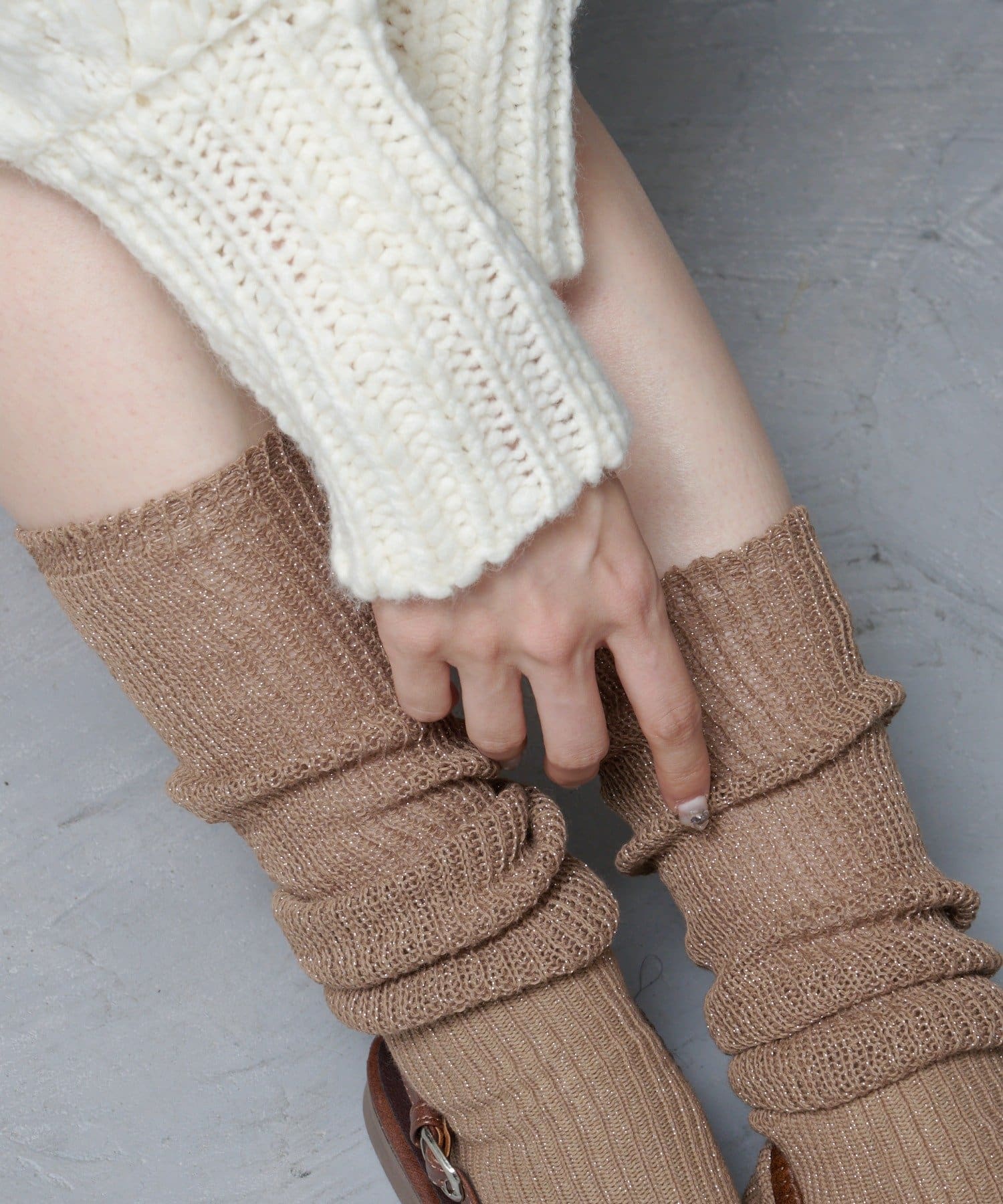 Kastane(カスタネ) ラメリブハイソックス