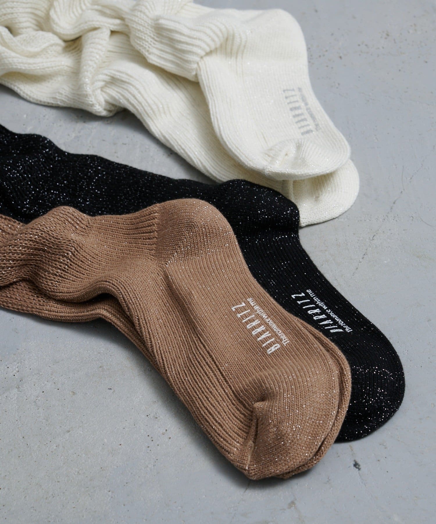 Kastane(カスタネ) ラメリブハイソックス