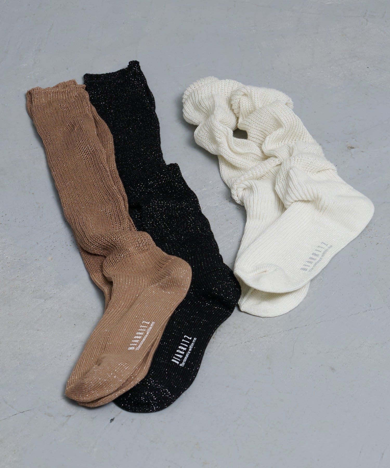 Kastane(カスタネ) ラメリブハイソックス