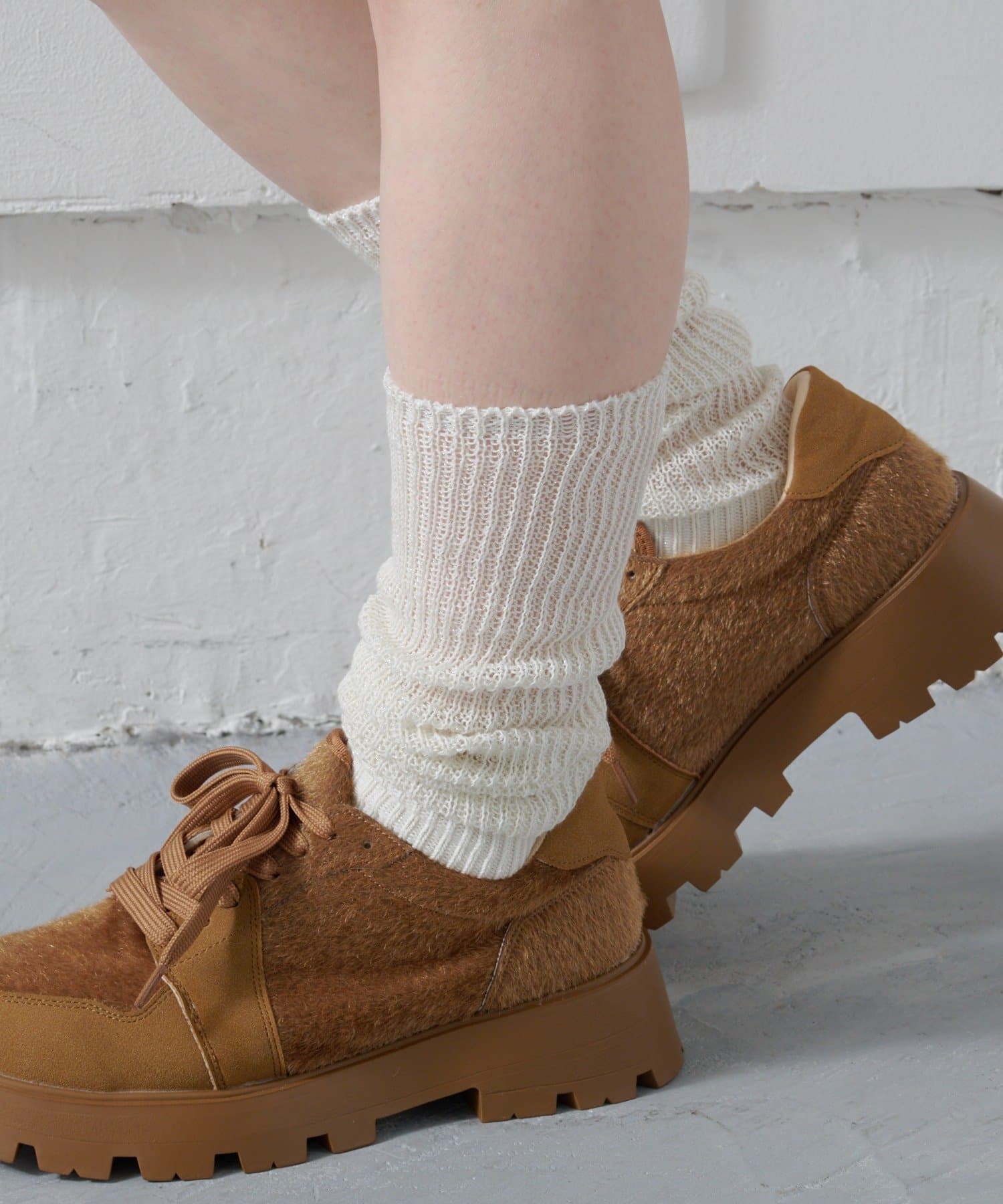 Kastane(カスタネ) ラメリブハイソックス