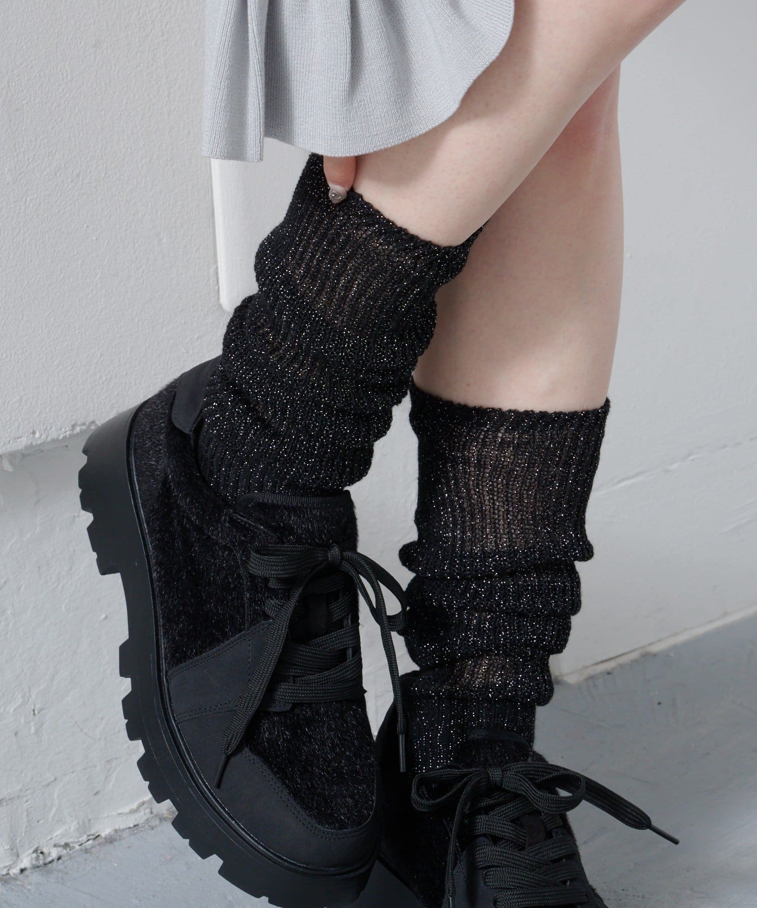 Kastane(カスタネ) ラメリブハイソックス