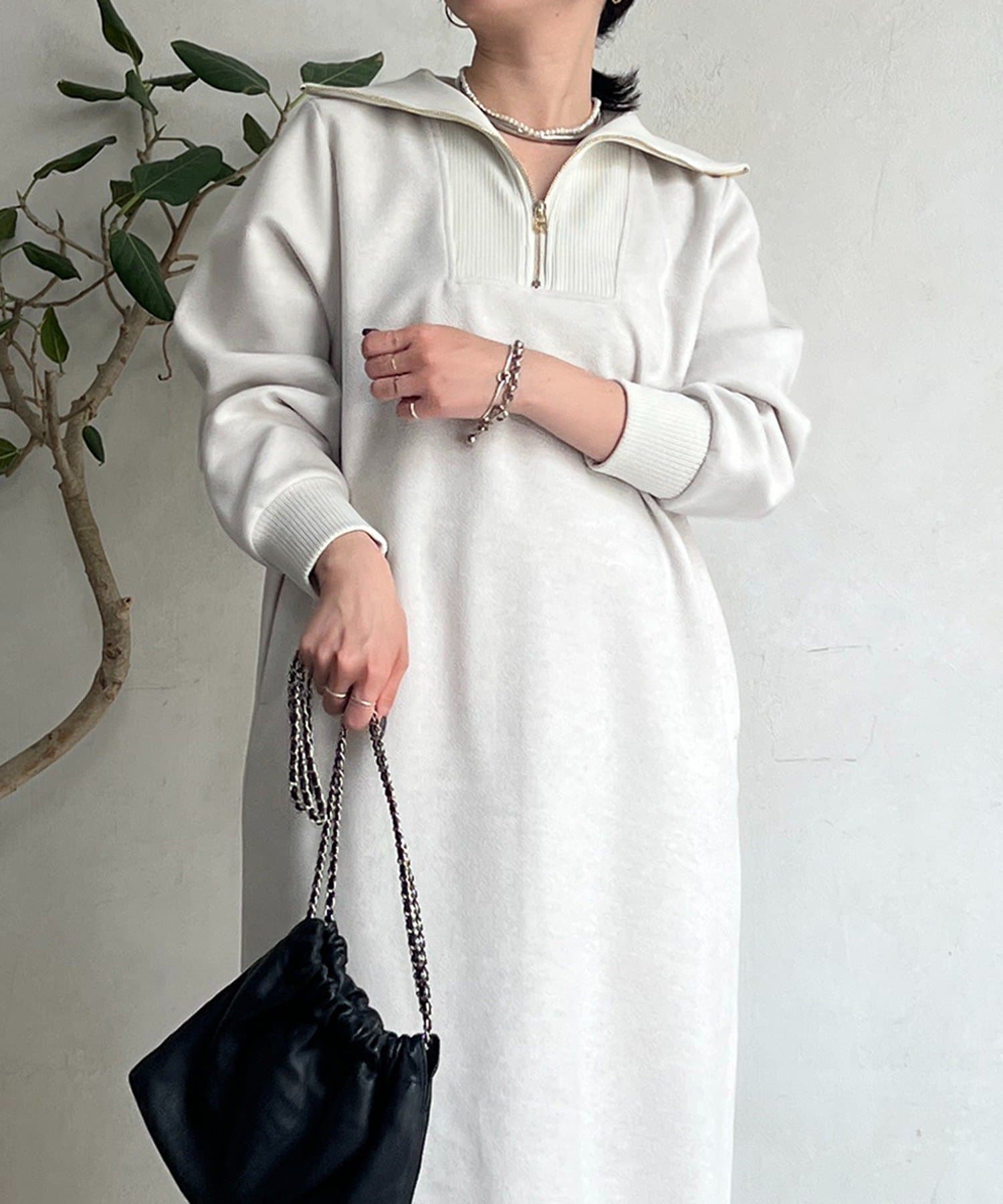 Croisiere(クロジエール) 圧縮起毛ハーフジップワンピース