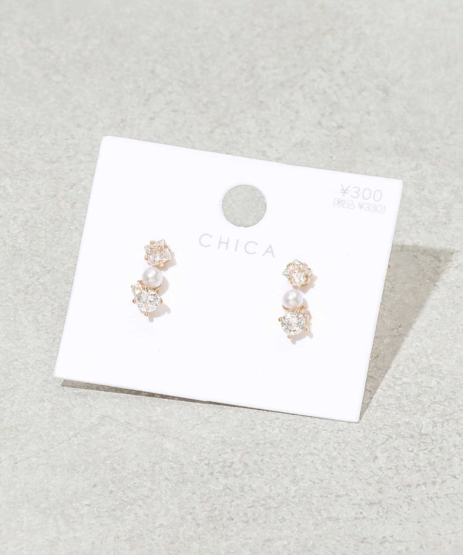 3COINS(スリーコインズ) キラキラピアス4個セット