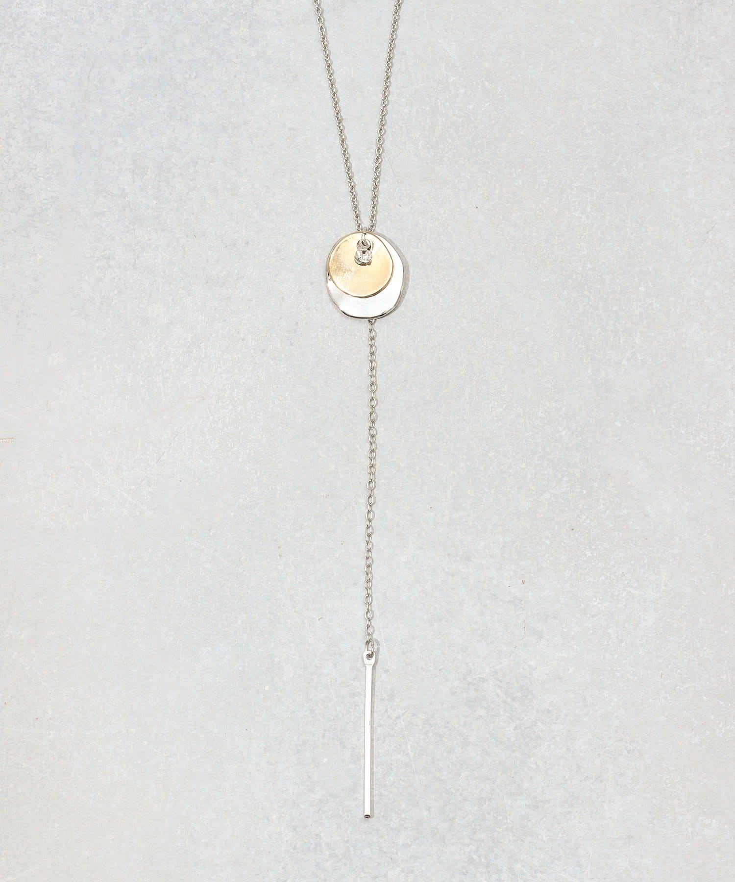 3COINS(スリーコインズ) ダブルメタルパツロングネックレス