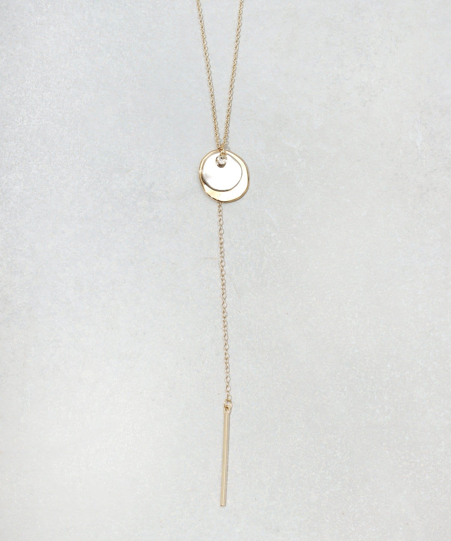 3COINS(スリーコインズ) ダブルメタルパツロングネックレス