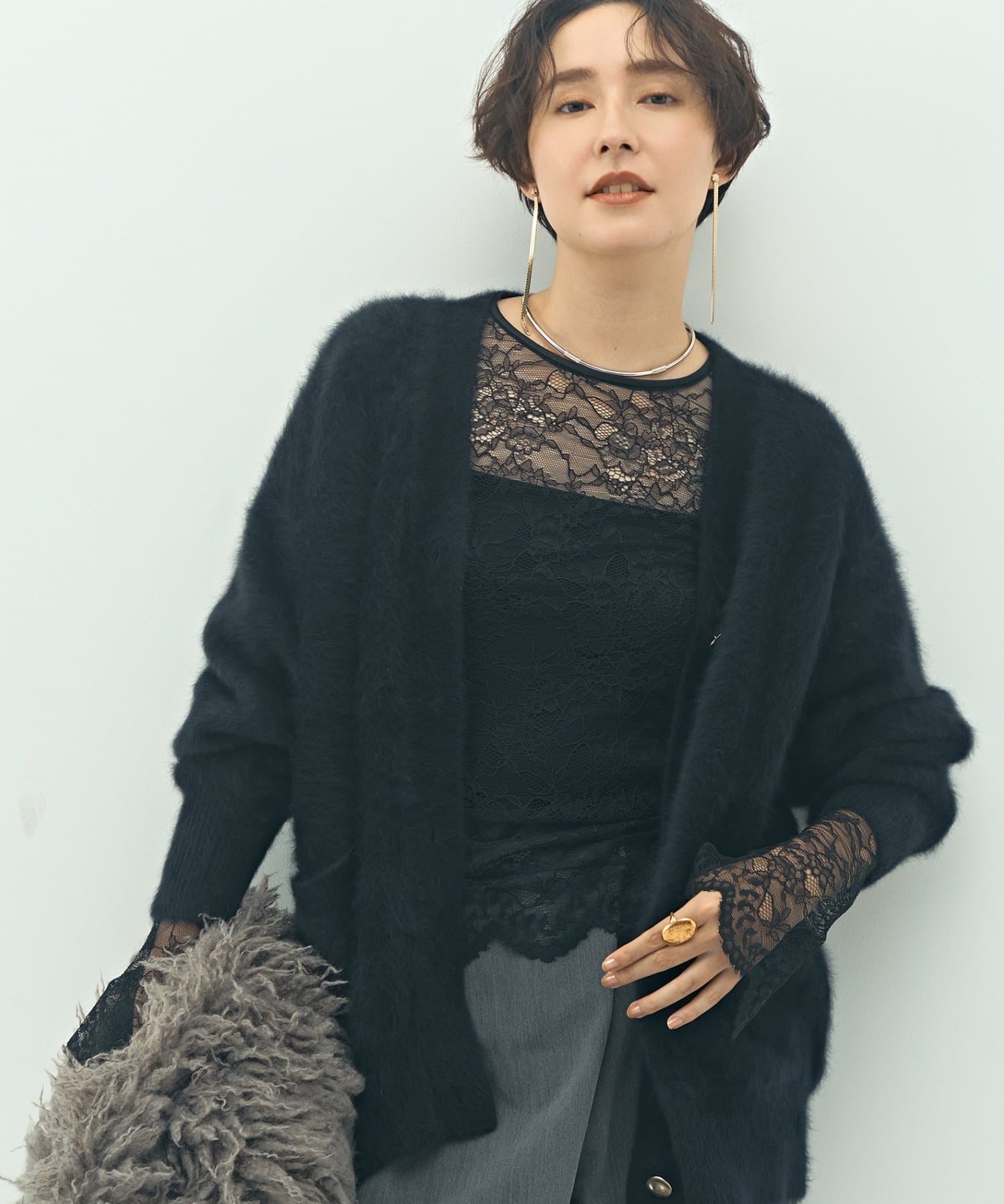 NOLLEY'S(ノーリーズ) ウォッシャブルラッセルレースＴブラウス
