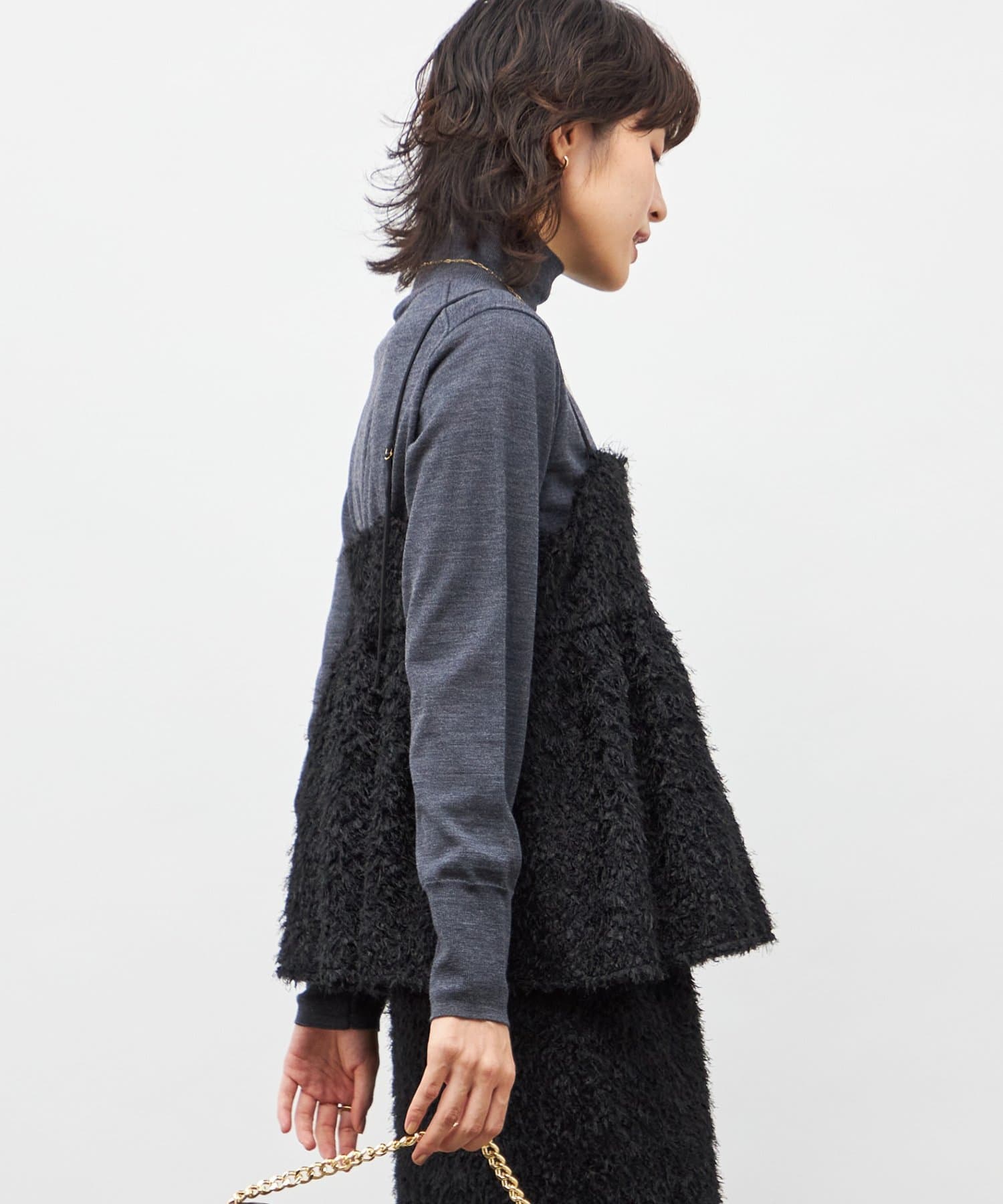 NOLLEY'S(ノーリーズ) 《セットアップ対応》ウォッシャブルフェザーチュールキャミブラウス