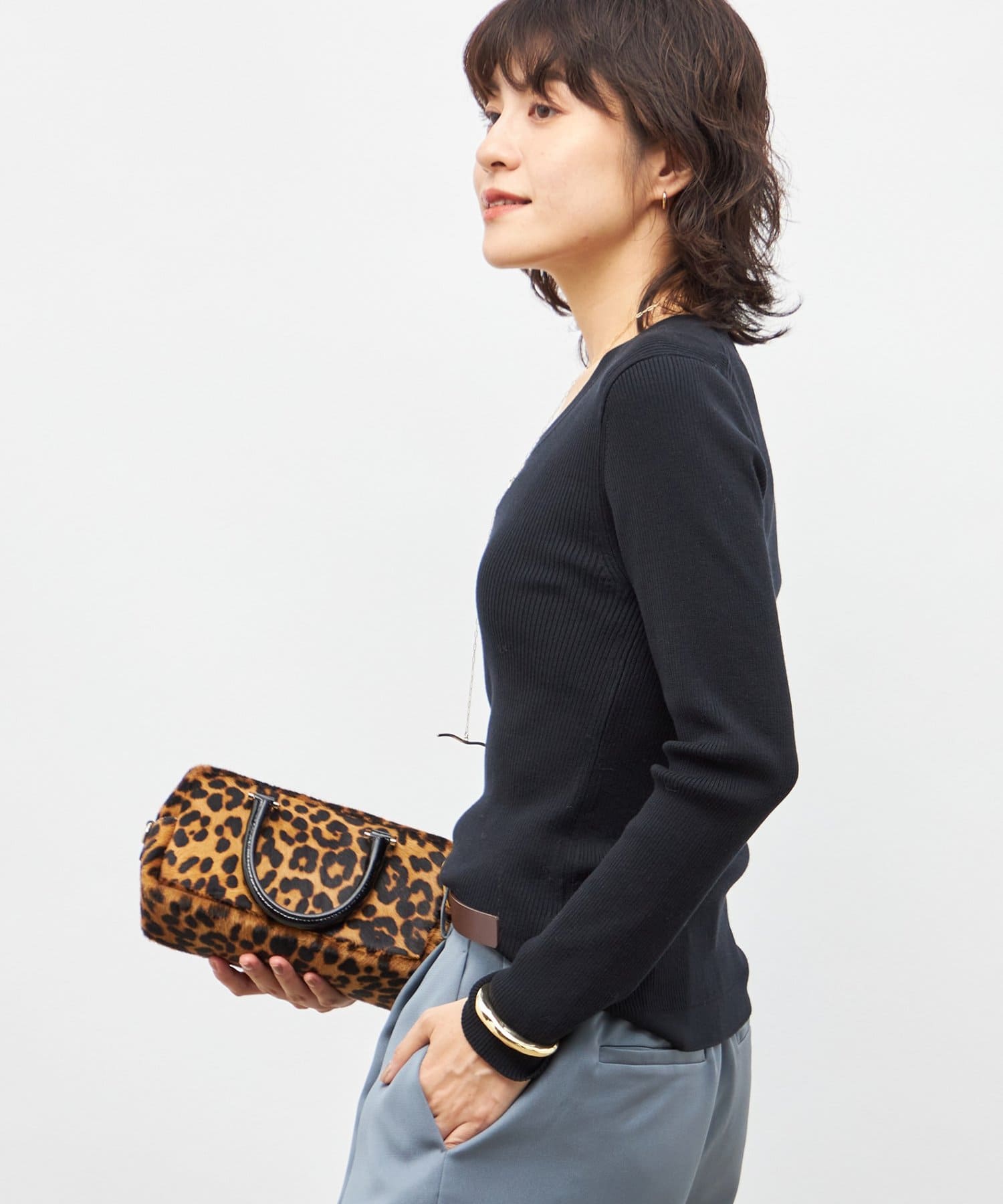 NOLLEY'S(ノーリーズ) 《アンサンブル対応》《手洗い可能》カシミヤ混リブUネックプルオーバー