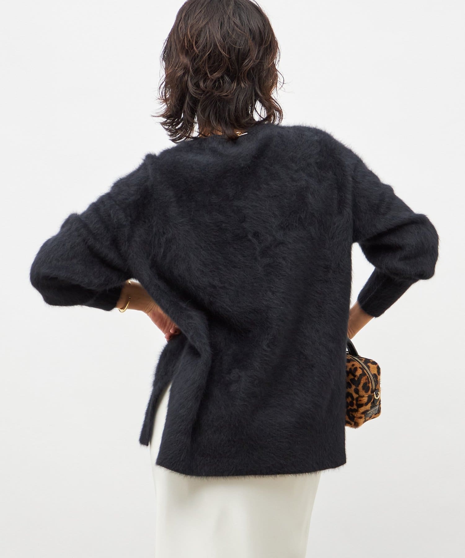 NOLLEY'S(ノーリーズ) カシミヤ混ヘアリークルーネックプルオーバーニット