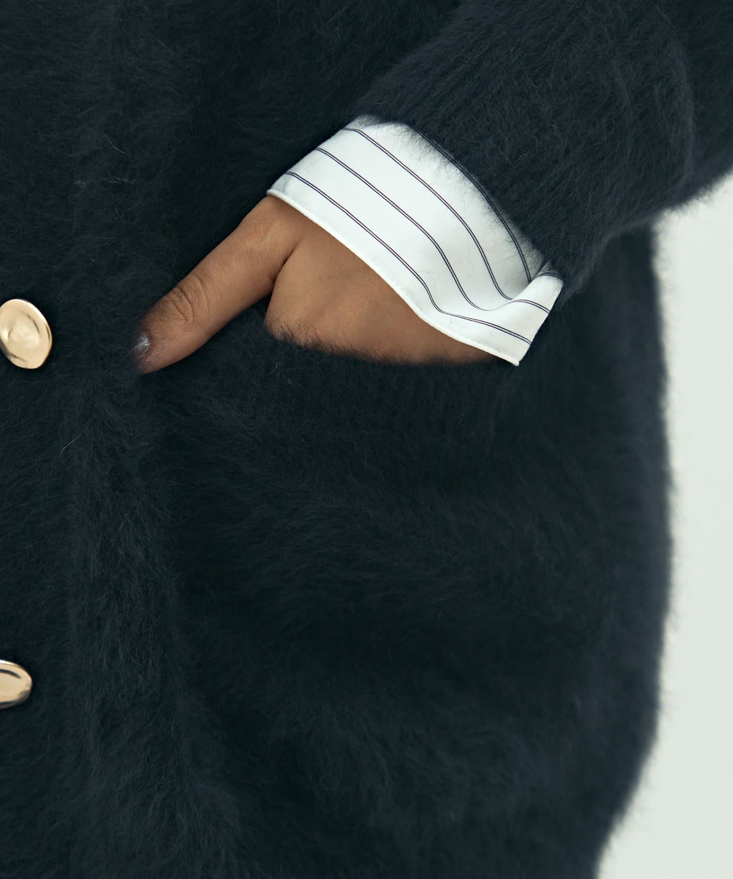 NOLLEY'S(ノーリーズ) カシミヤ混ヘアリーVネックカーディガン