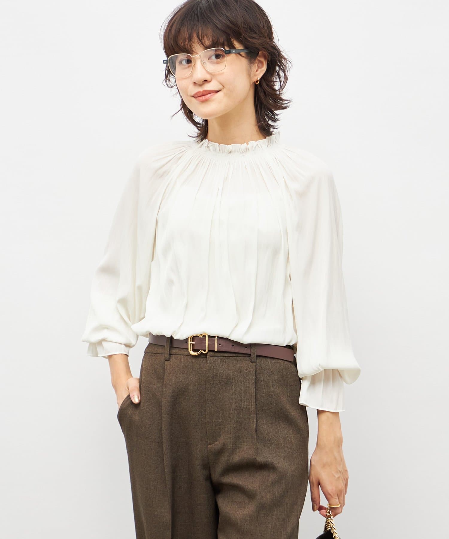 NOLLEY'S(ノーリーズ) ウォッシャブル2WAY割繊衿フリルブラウス