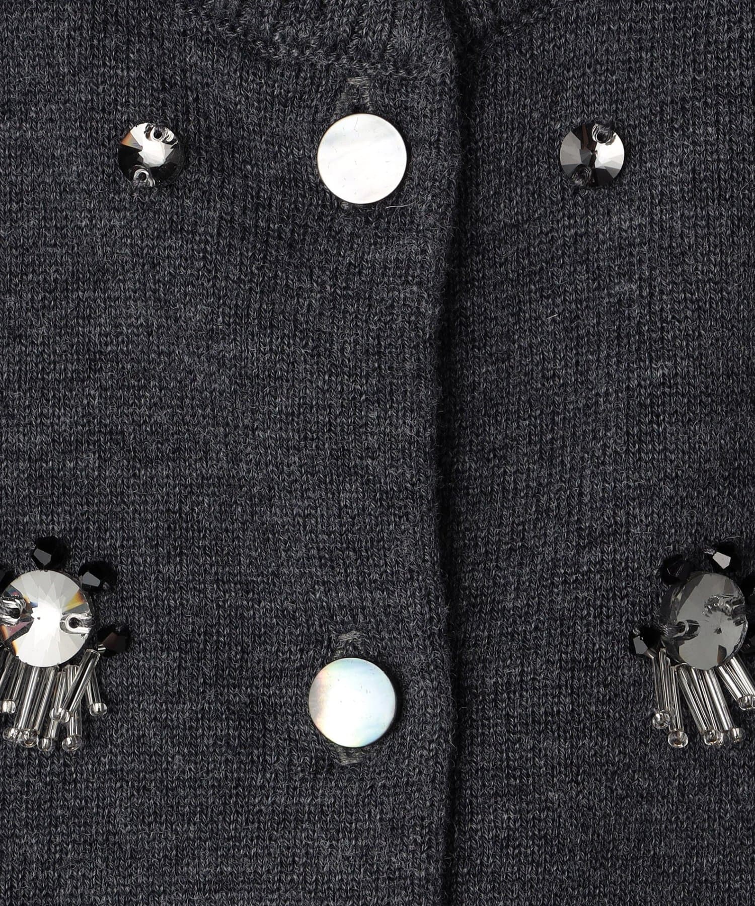NOLLEY'S(ノーリーズ) ビジュー付きクルーネックカーディガン