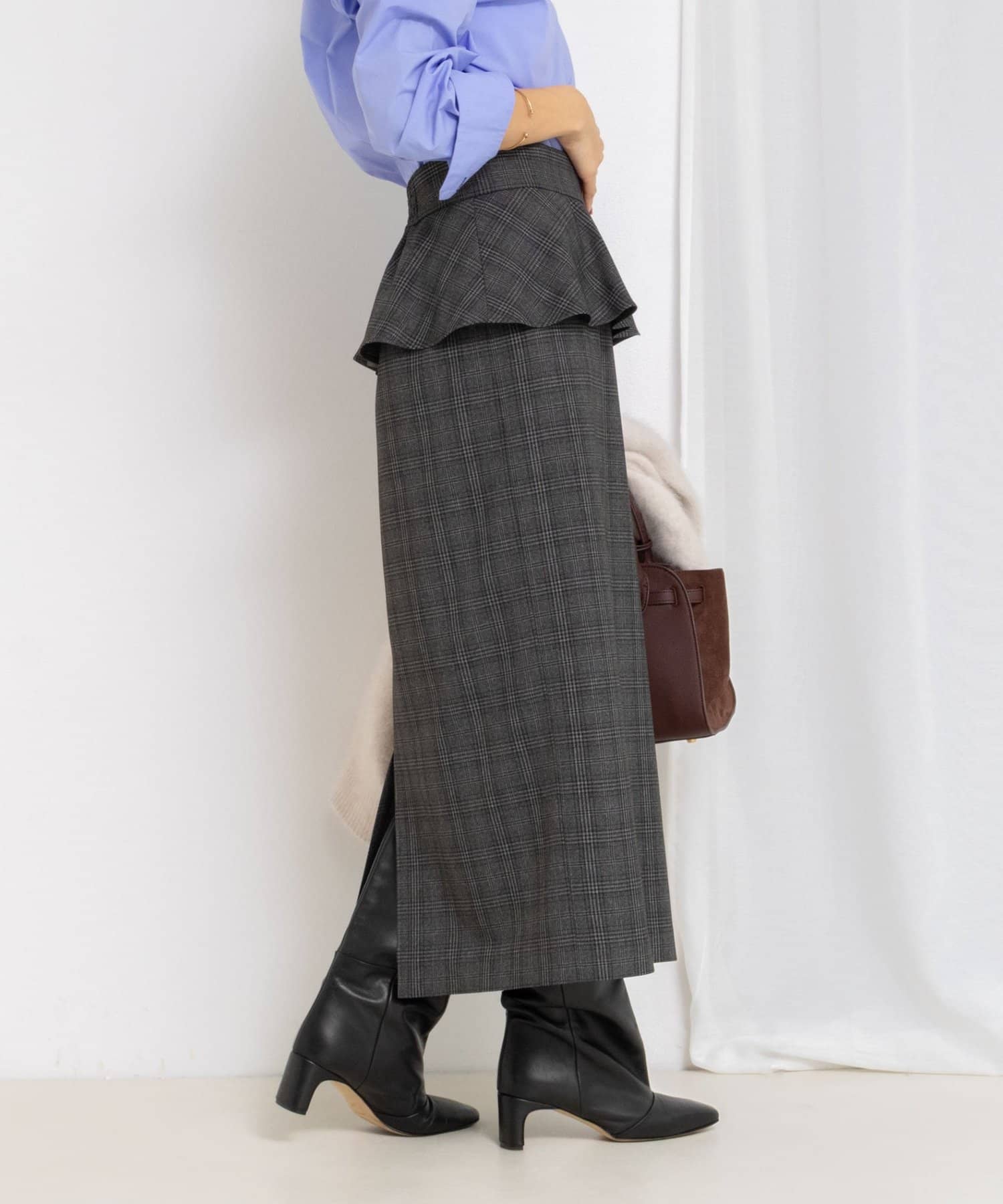 NOLLEY'S(ノーリーズ) ウォッシャブルペプラムタイトミディスカート